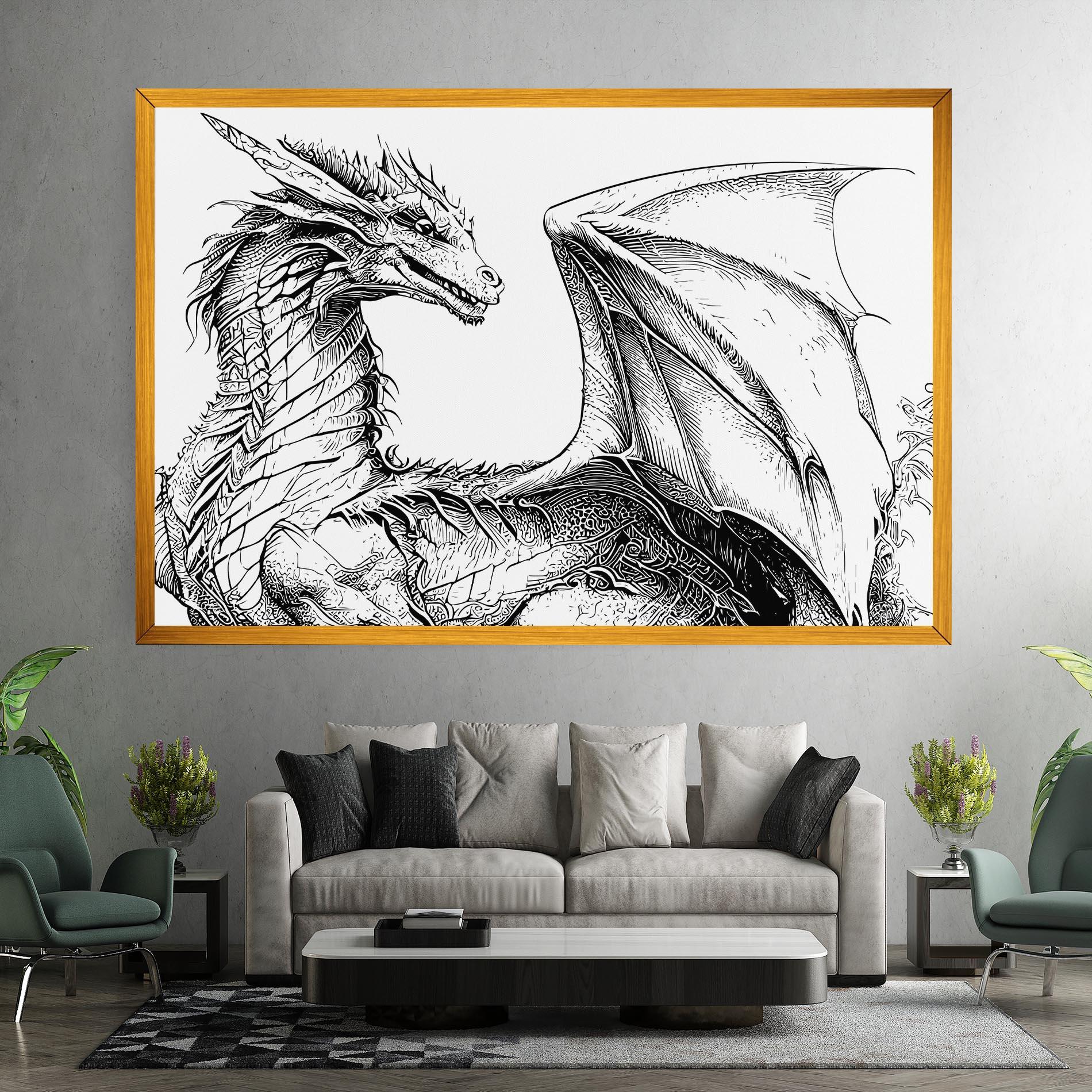 Tablou Canvas Dragon Sketch mockup 7