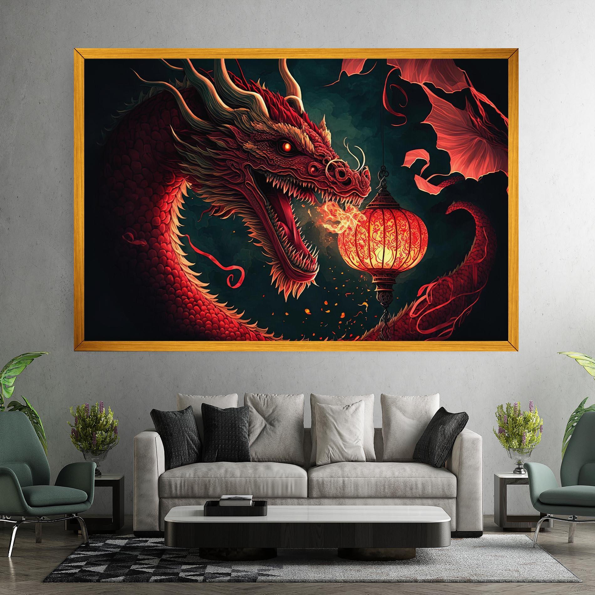 Tablou Canvas Red Fire Dragon mockup 7
