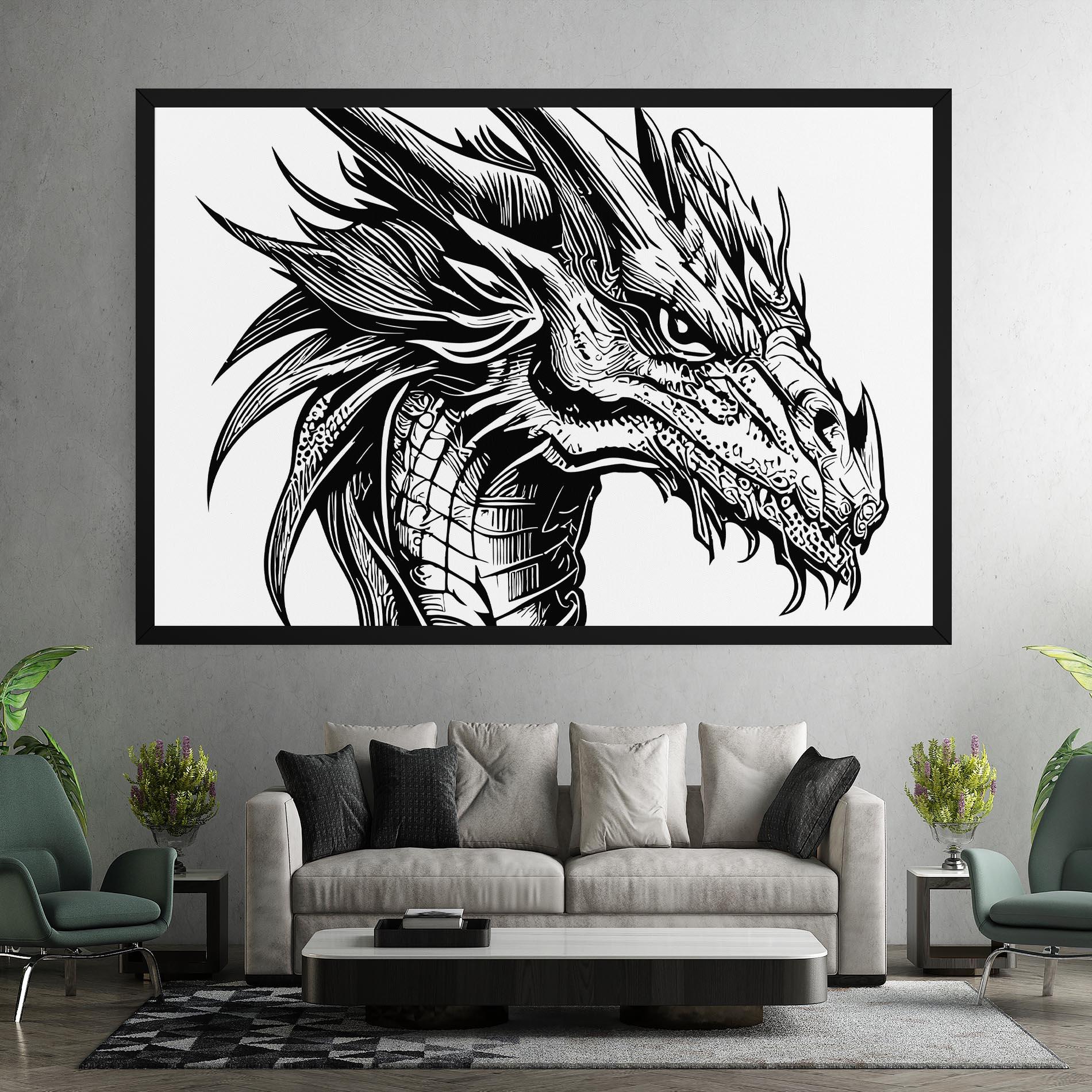 Tablou Canvas Black Line Dragon mockup 7