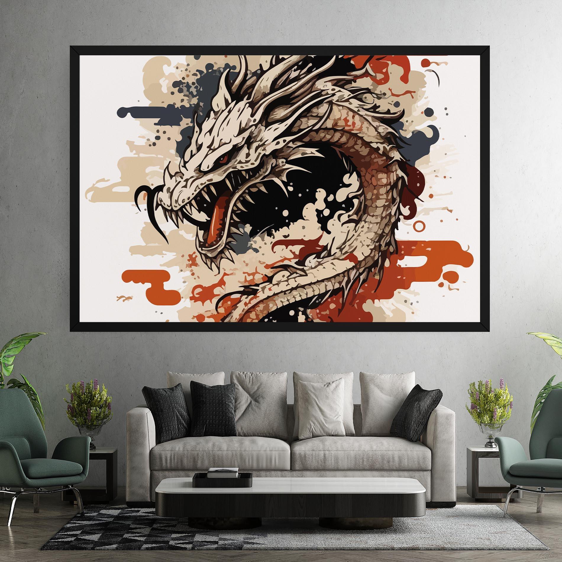 Tablou Canvas Cream Dragon Art mockup 7