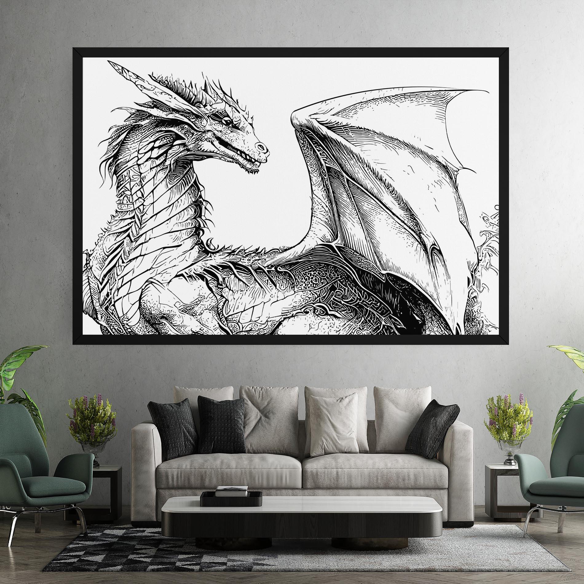 Tablou Canvas Dragon Sketch mockup 7