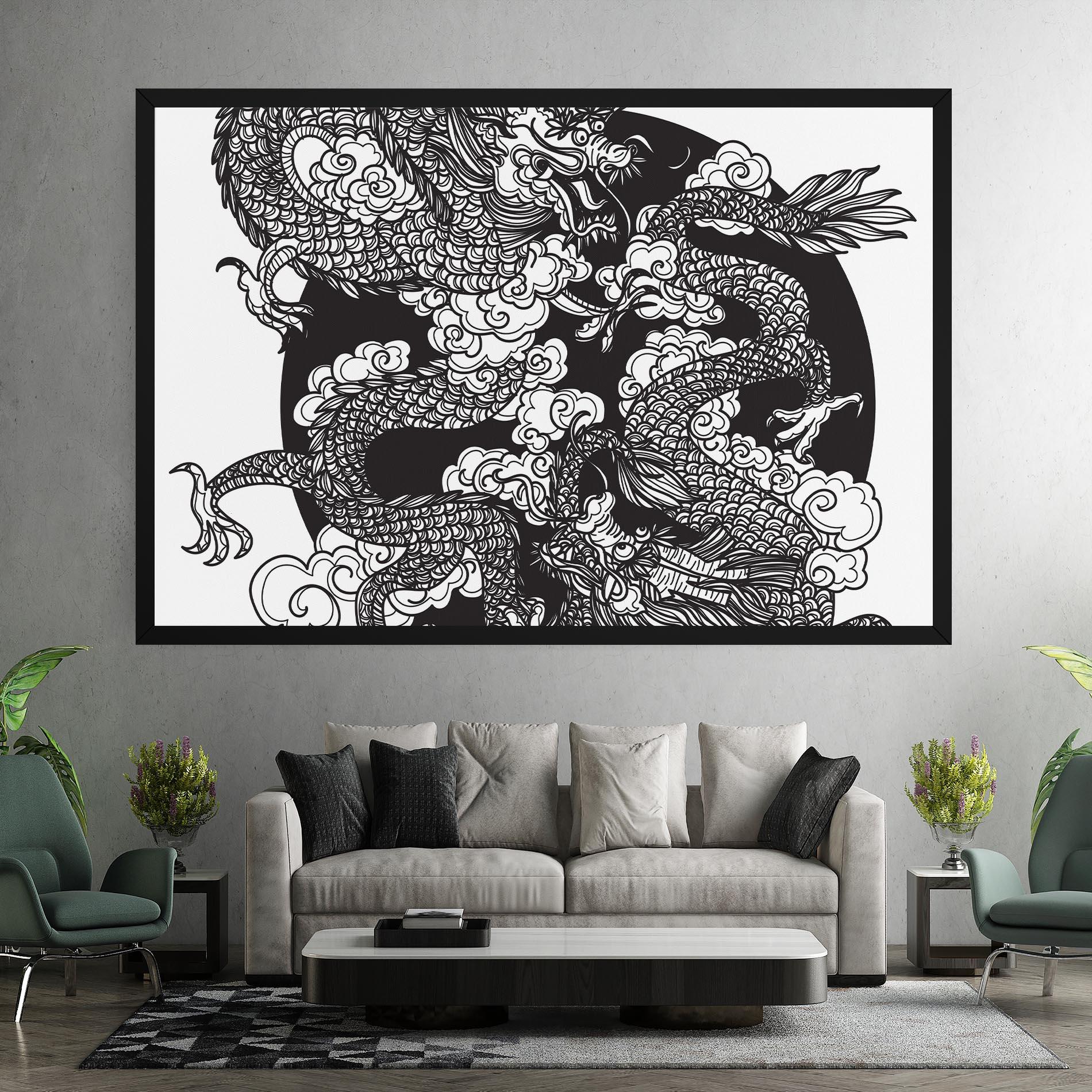 Tablou Canvas Grey Moon Dragon mockup 7