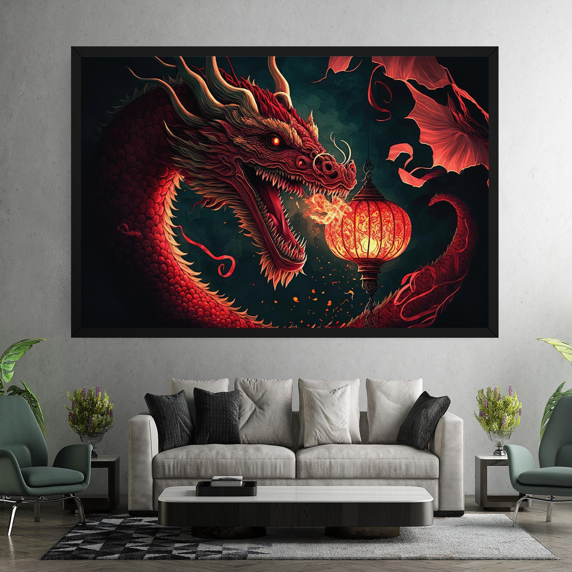 Tablou Canvas Red Fire Dragon mockup 7