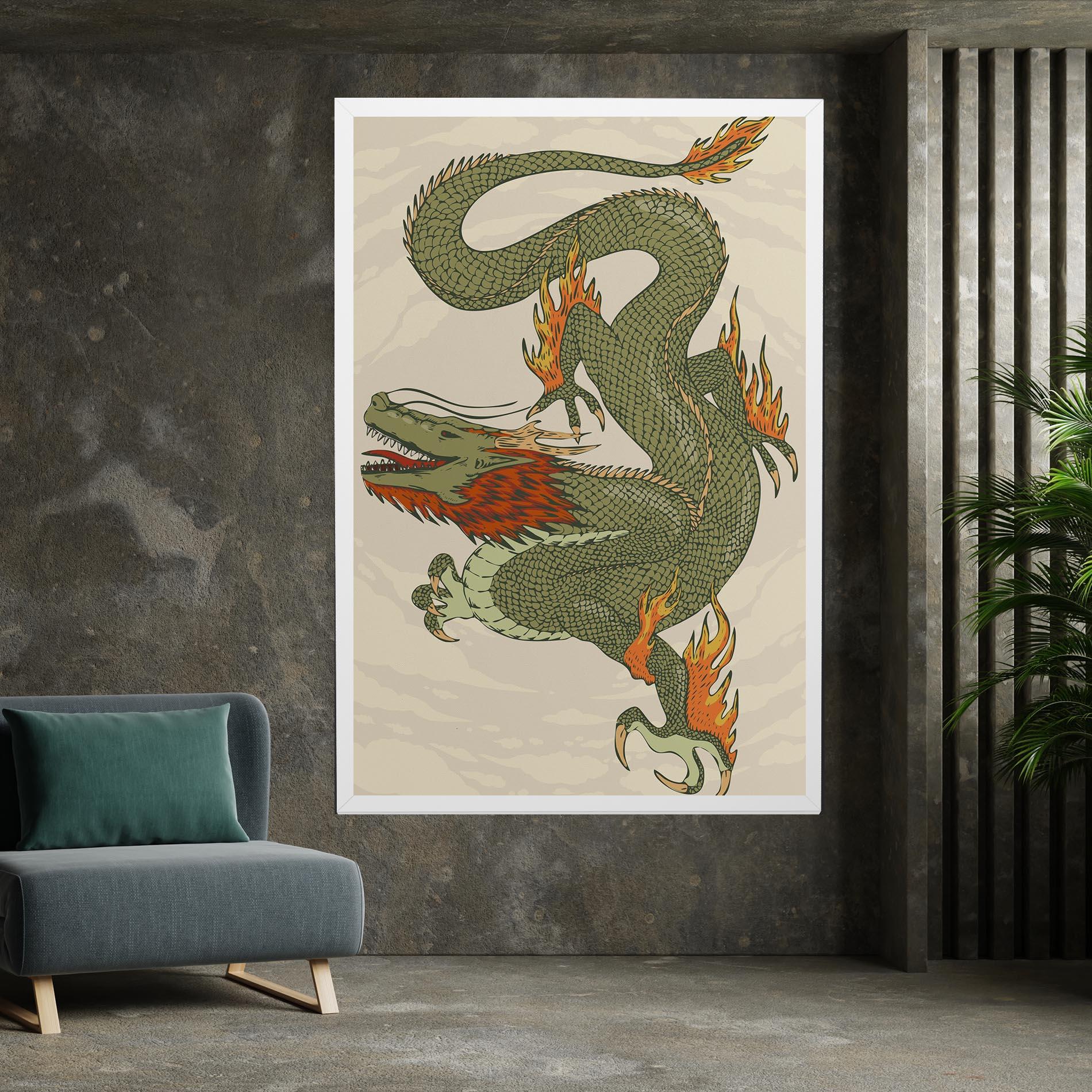 Tablou Canvas Chinese Dragon Green mockup 7