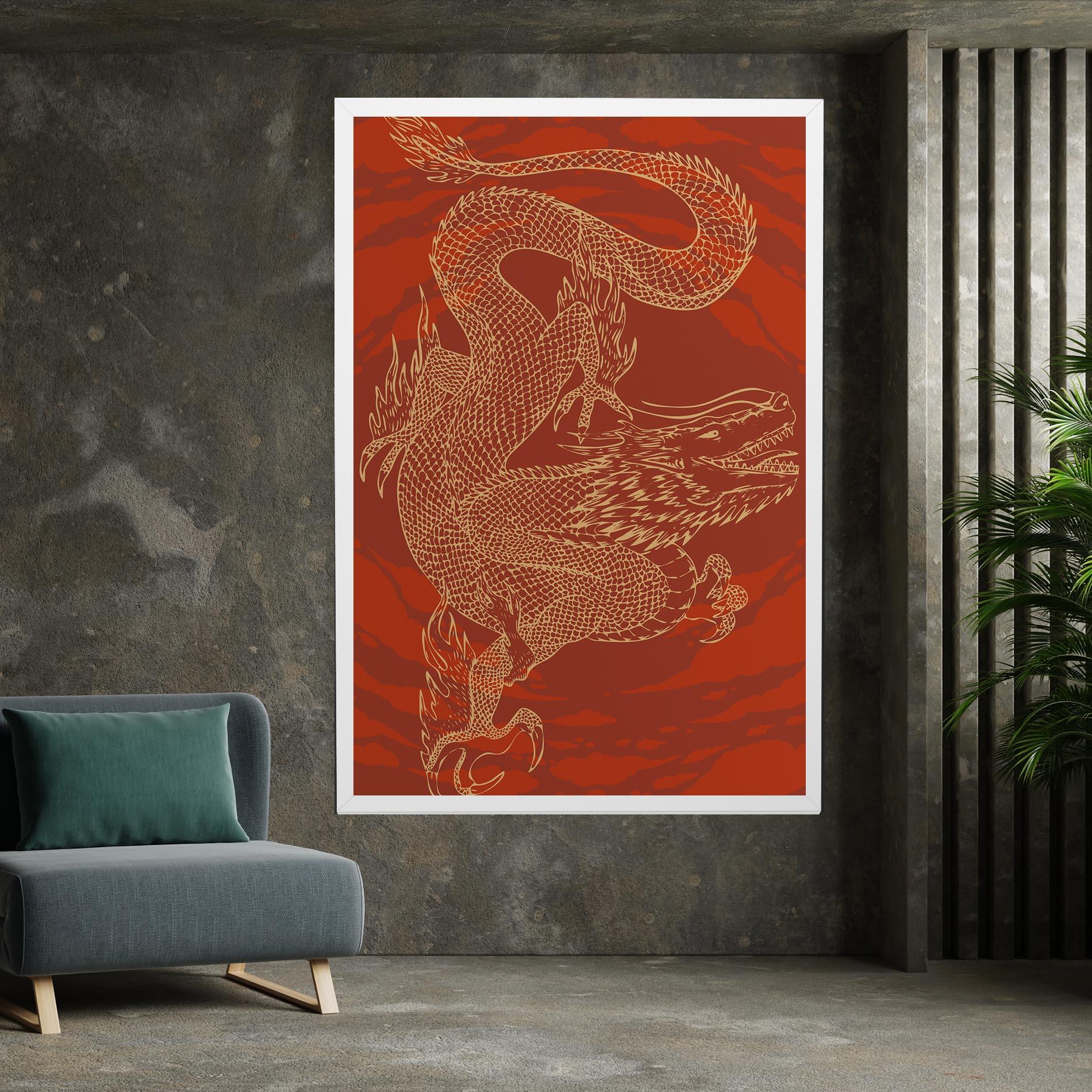 Tablou Canvas Chinese Dragon Red mockup 7