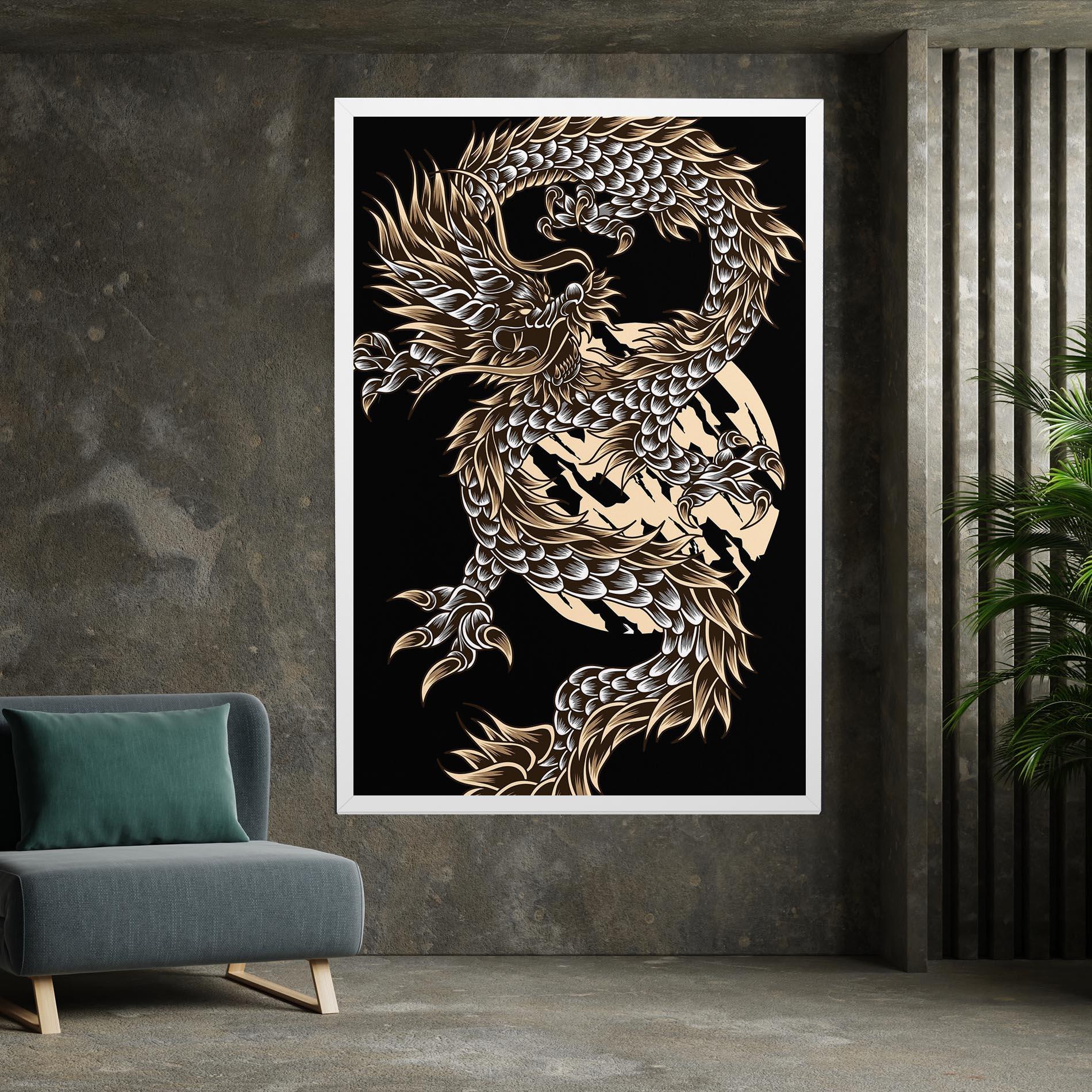Tablou Canvas Cream Moon Dragon mockup 7