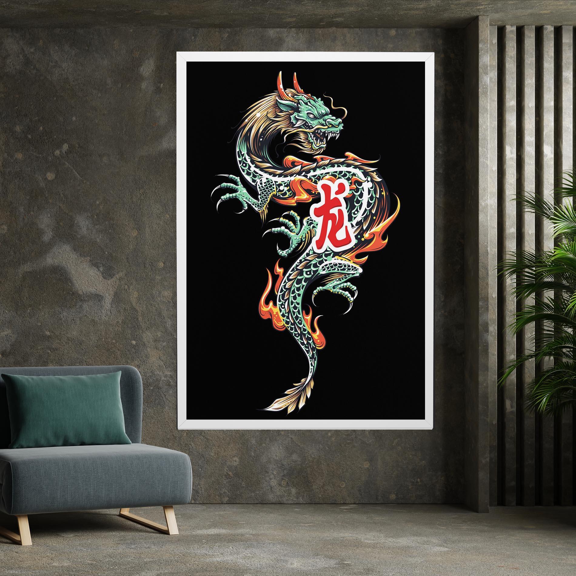 Tablou Canvas Green Fire Dragon mockup 7