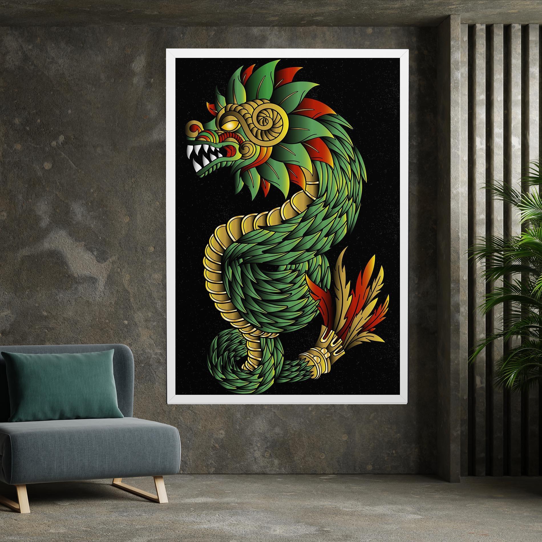 Tablou Canvas Green Yellow Dragon mockup 7