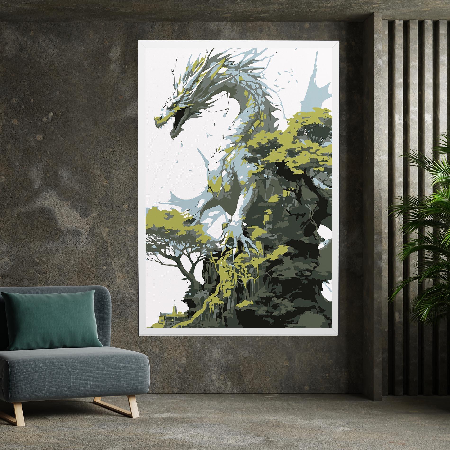 Tablou Canvas Grey Nature Dragon mockup 7