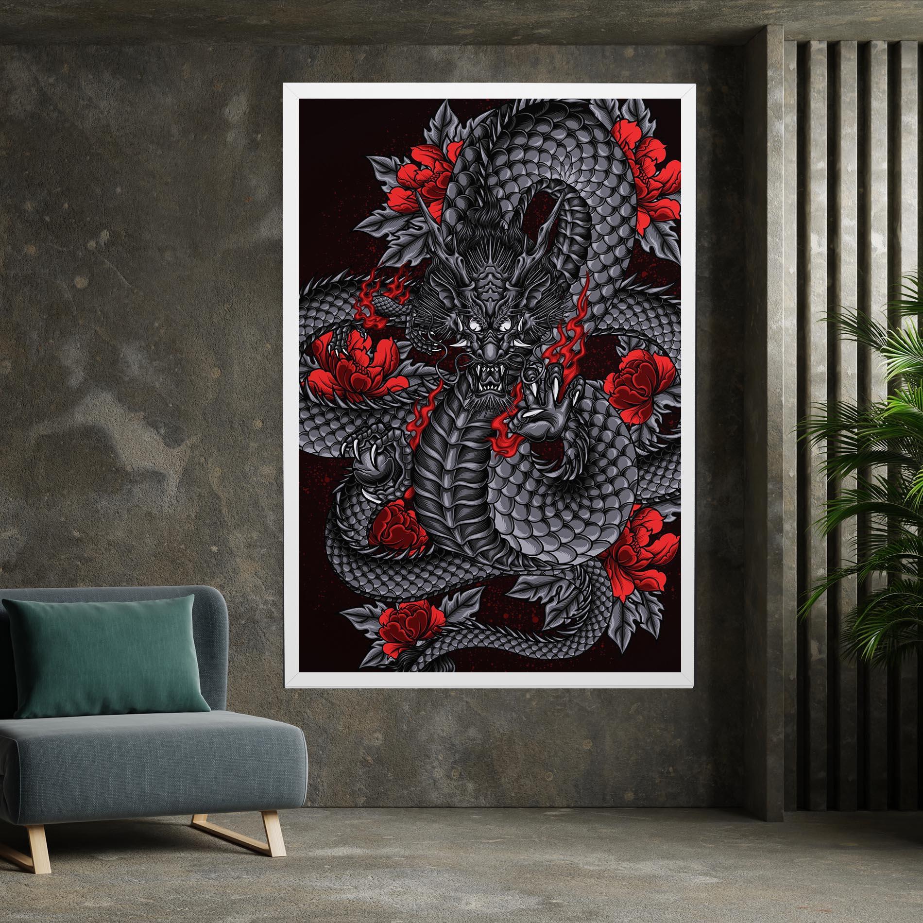 Tablou Canvas Red Flower Dragon mockup 7