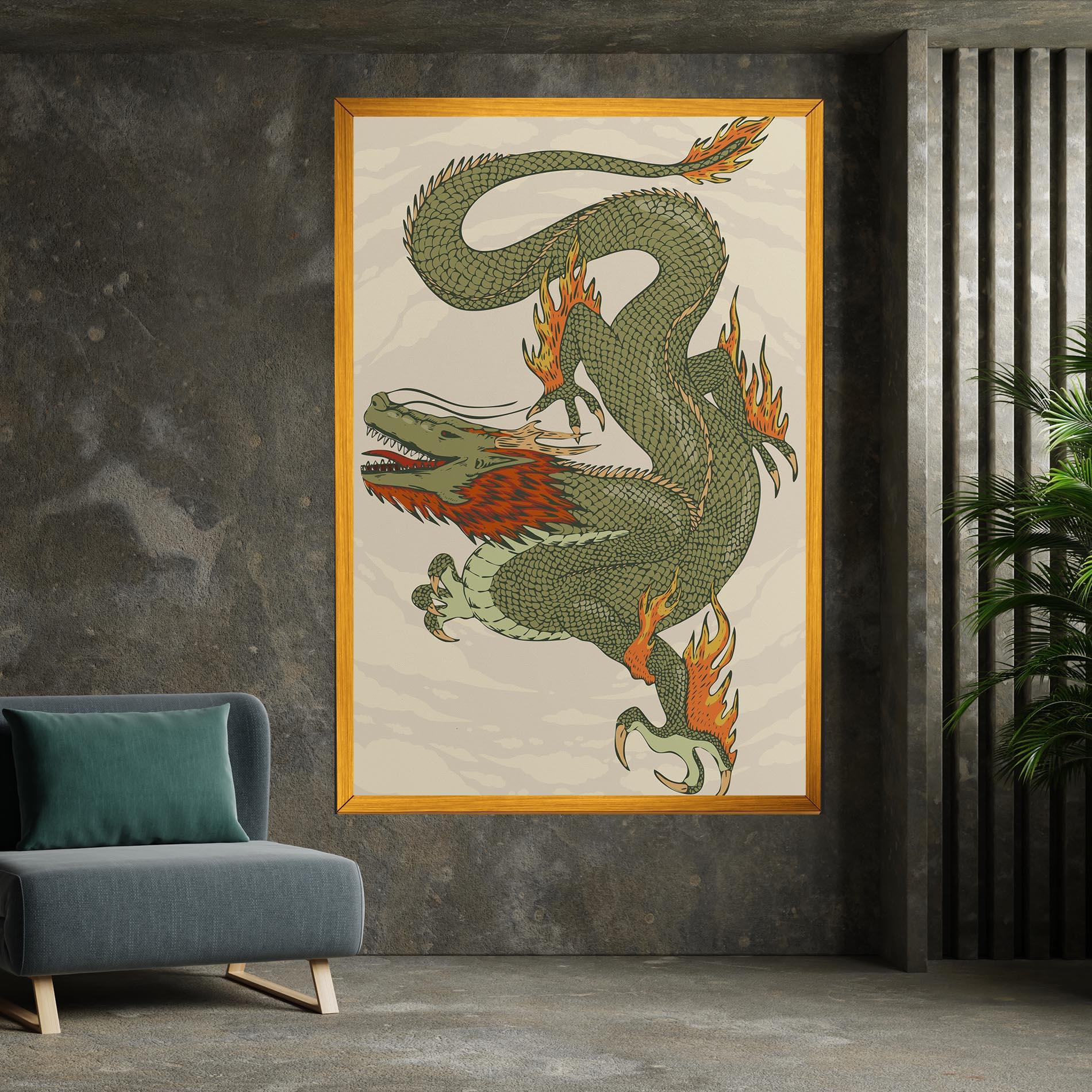 Tablou Canvas Chinese Dragon Green mockup 7