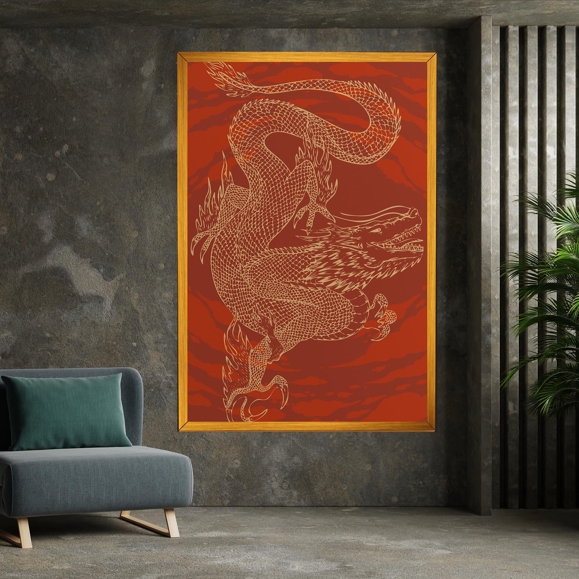 Tablou Canvas Chinese Dragon Red mockup 7