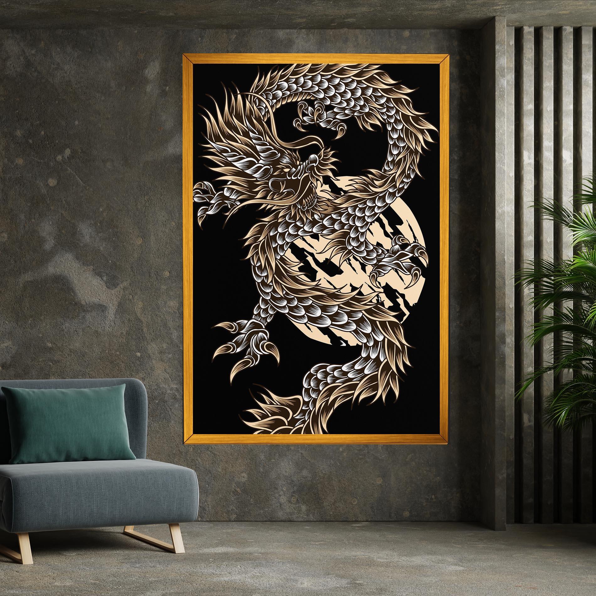Tablou Canvas Cream Moon Dragon mockup 7