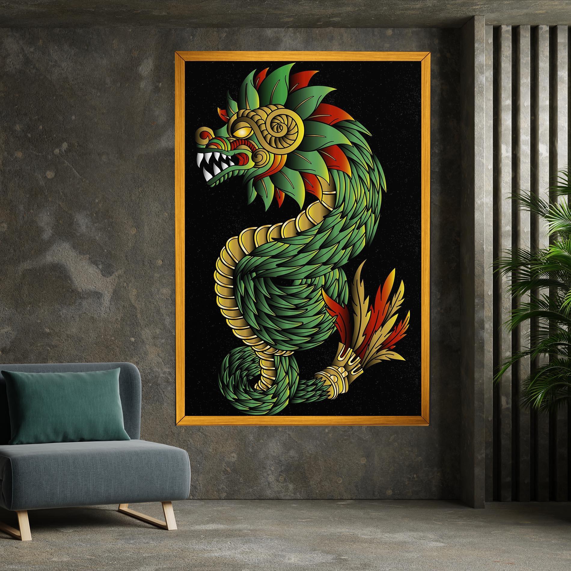Tablou Canvas Green Yellow Dragon mockup 7