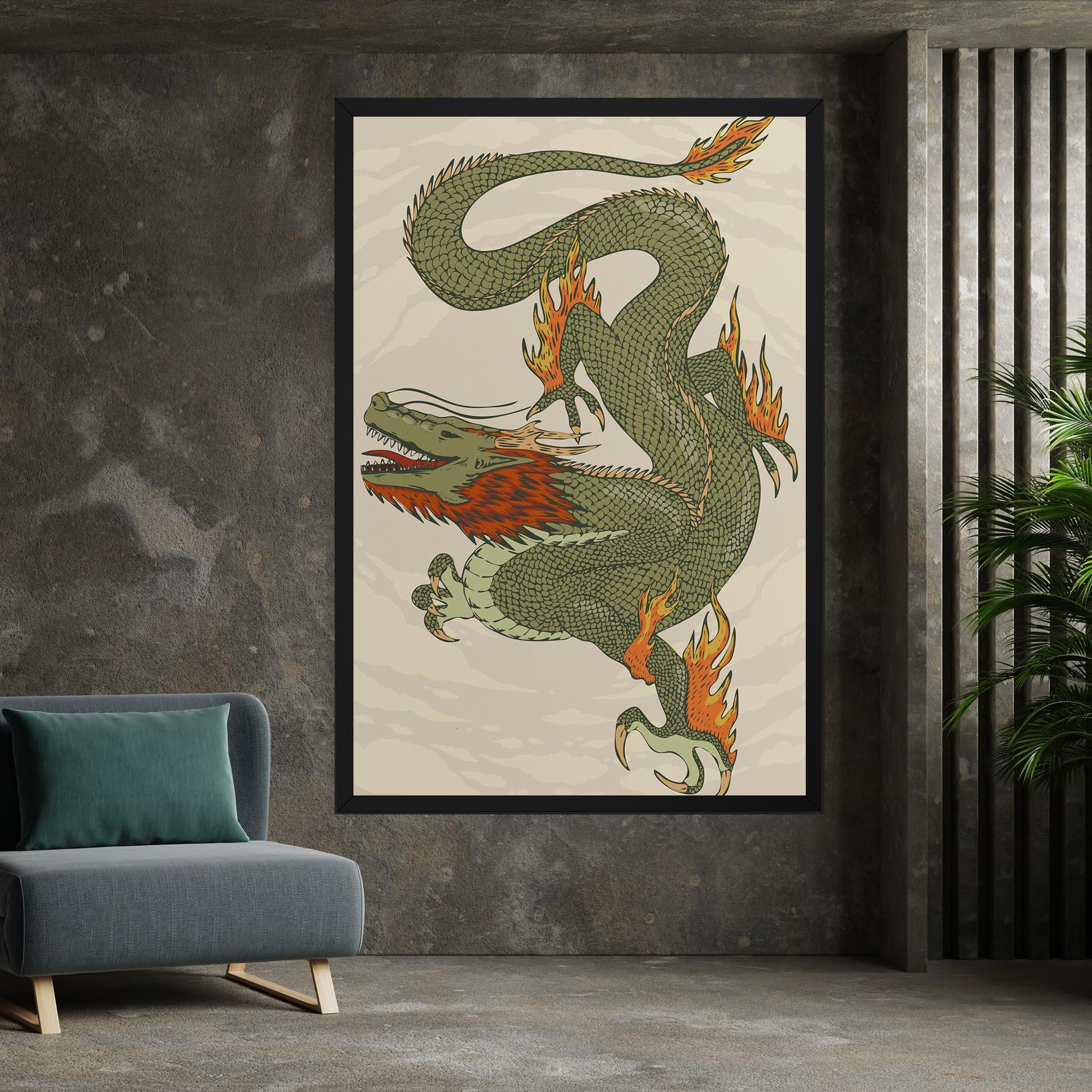 Tablou Canvas Chinese Dragon Green mockup 7