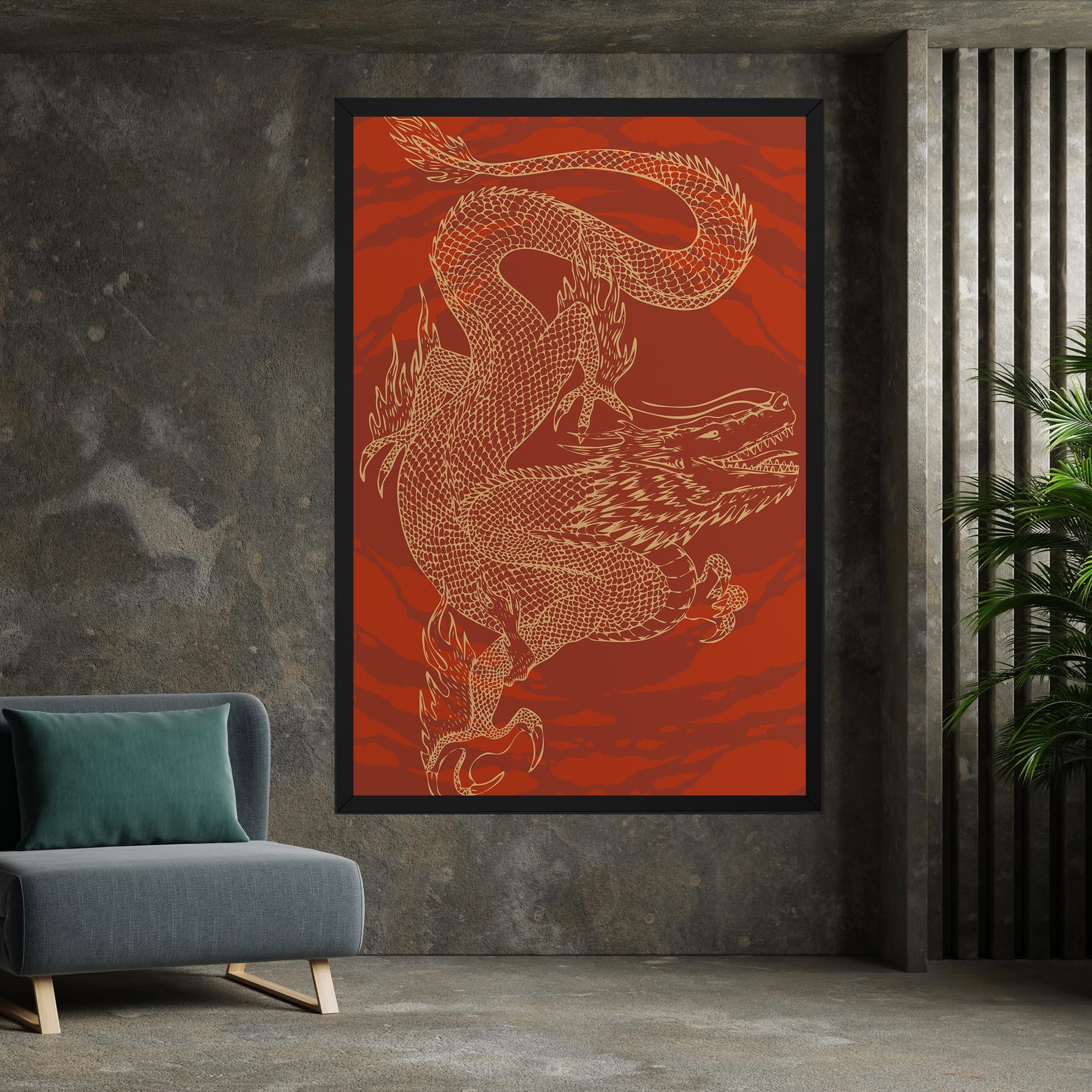Tablou Canvas Chinese Dragon Red mockup 7