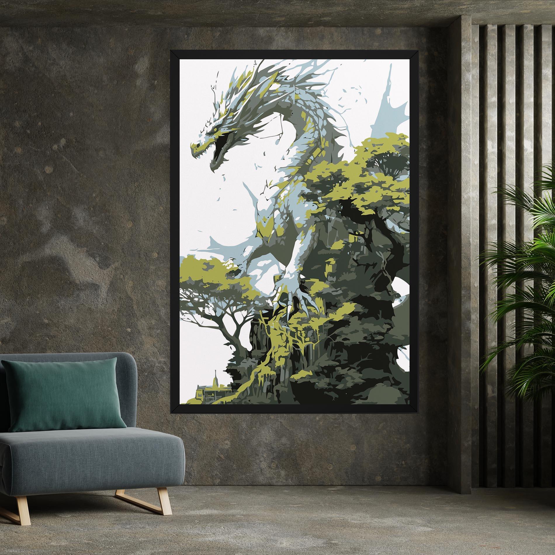 Tablou Canvas Grey Nature Dragon mockup 7