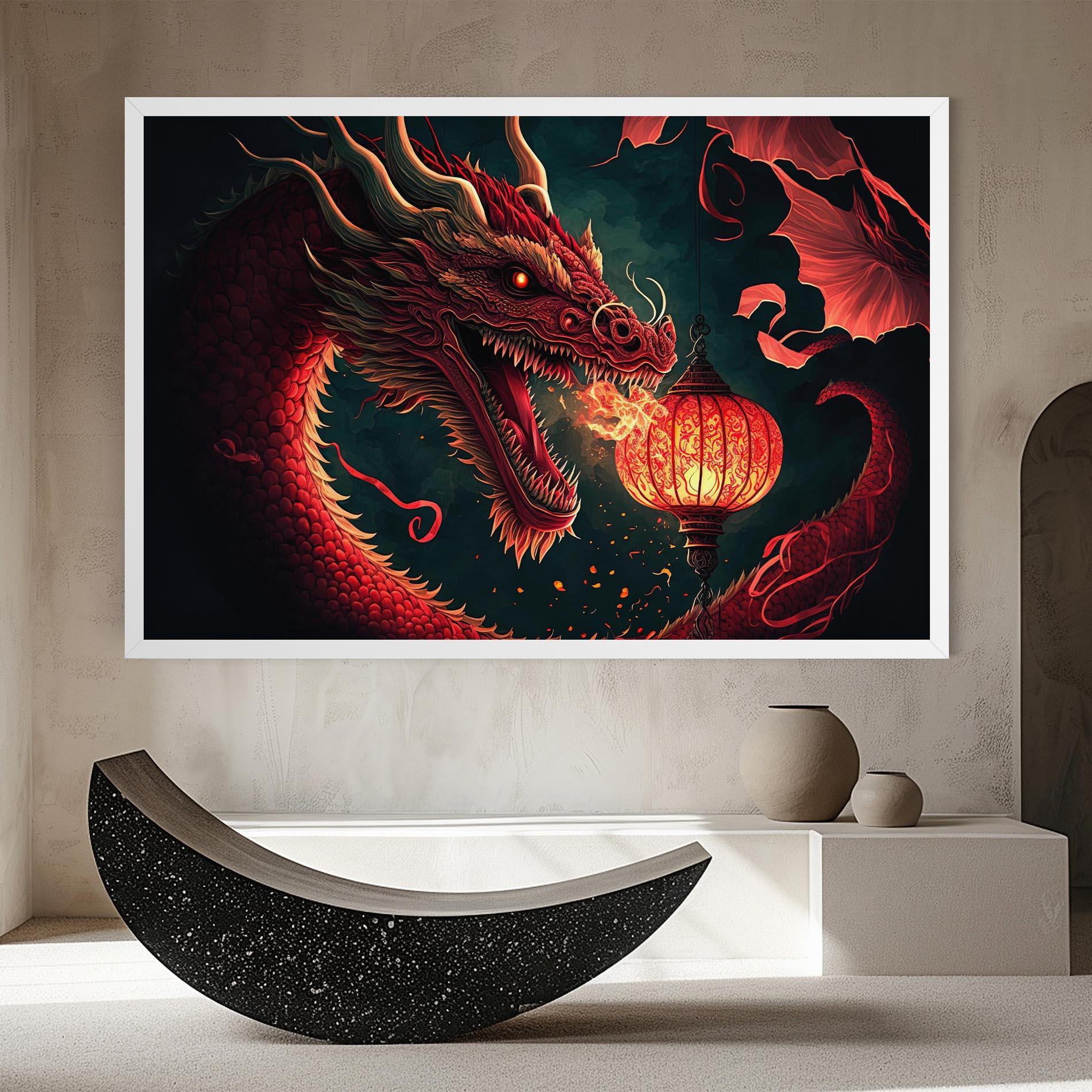 Tablou Canvas Red Fire Dragon mockup 8