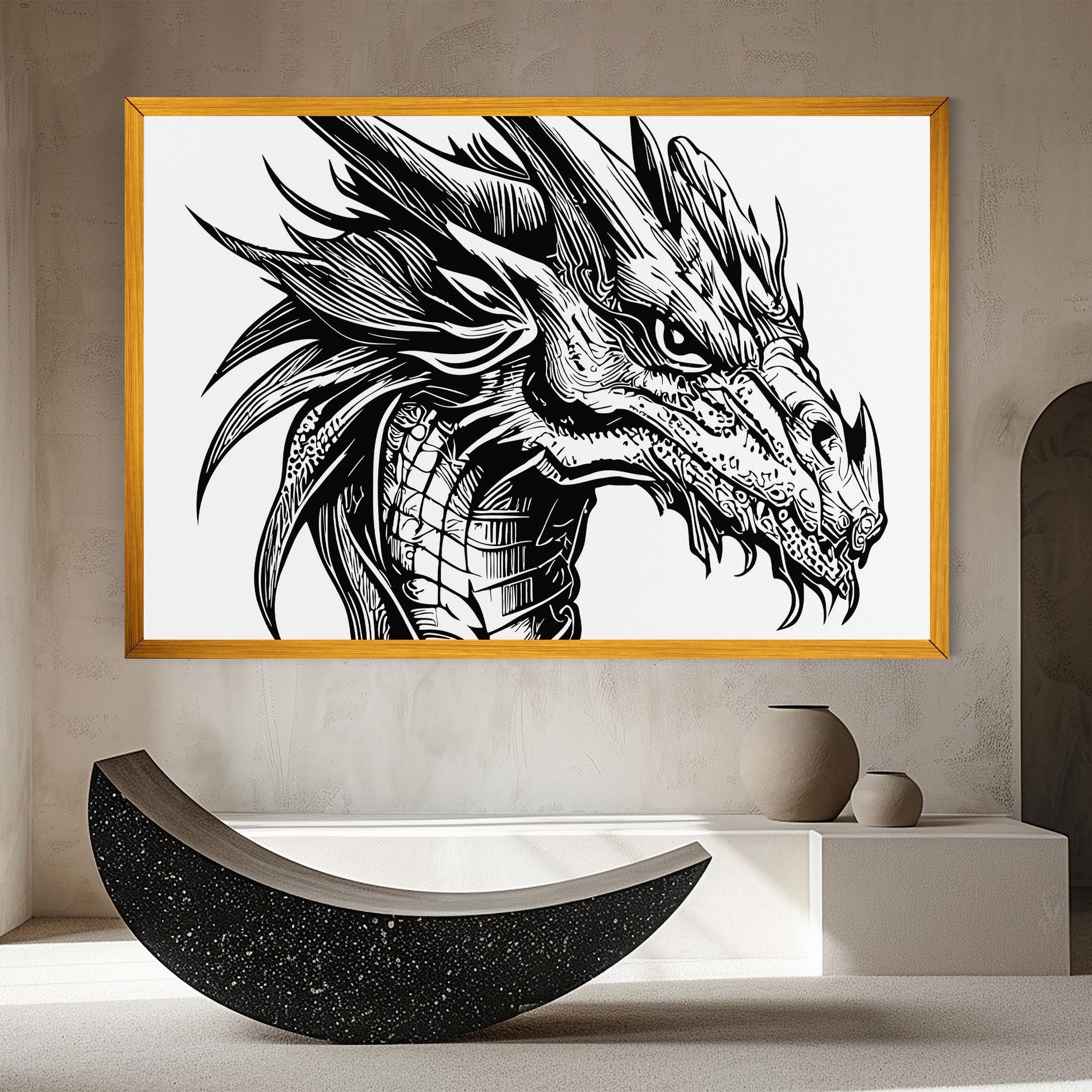 Tablou Canvas Black Line Dragon mockup 8