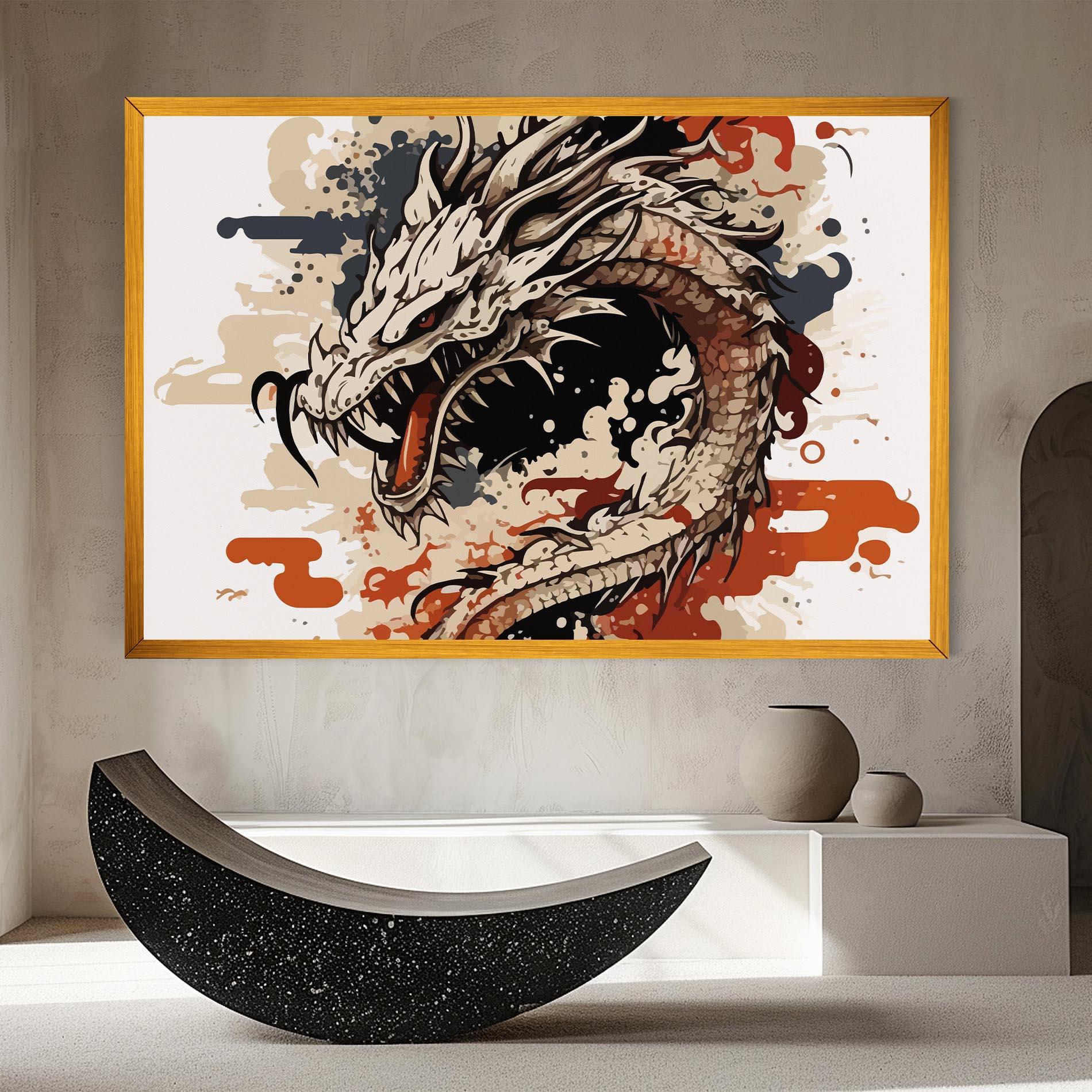 Tablou Canvas Cream Dragon Art mockup 8