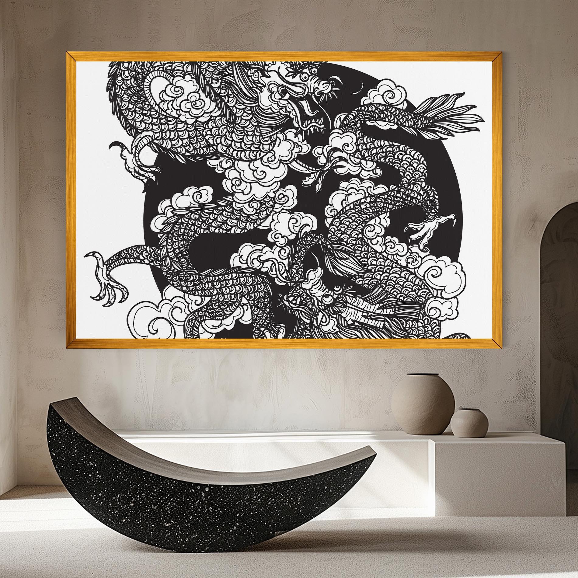 Tablou Canvas Grey Moon Dragon mockup 8