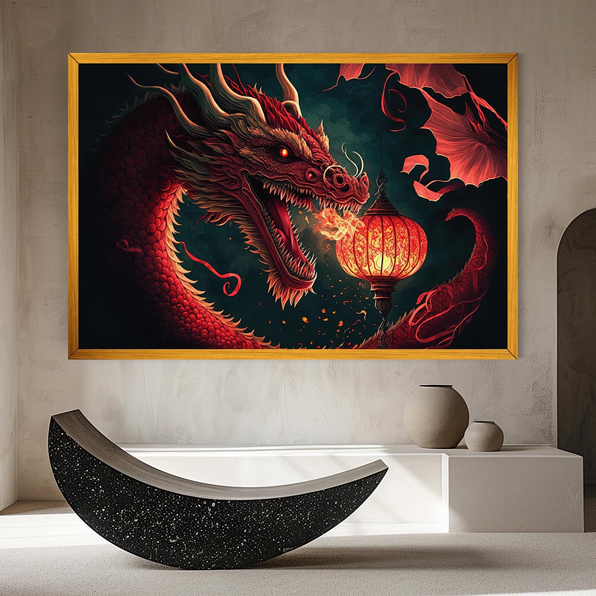 Tablou Canvas Red Fire Dragon mockup 8