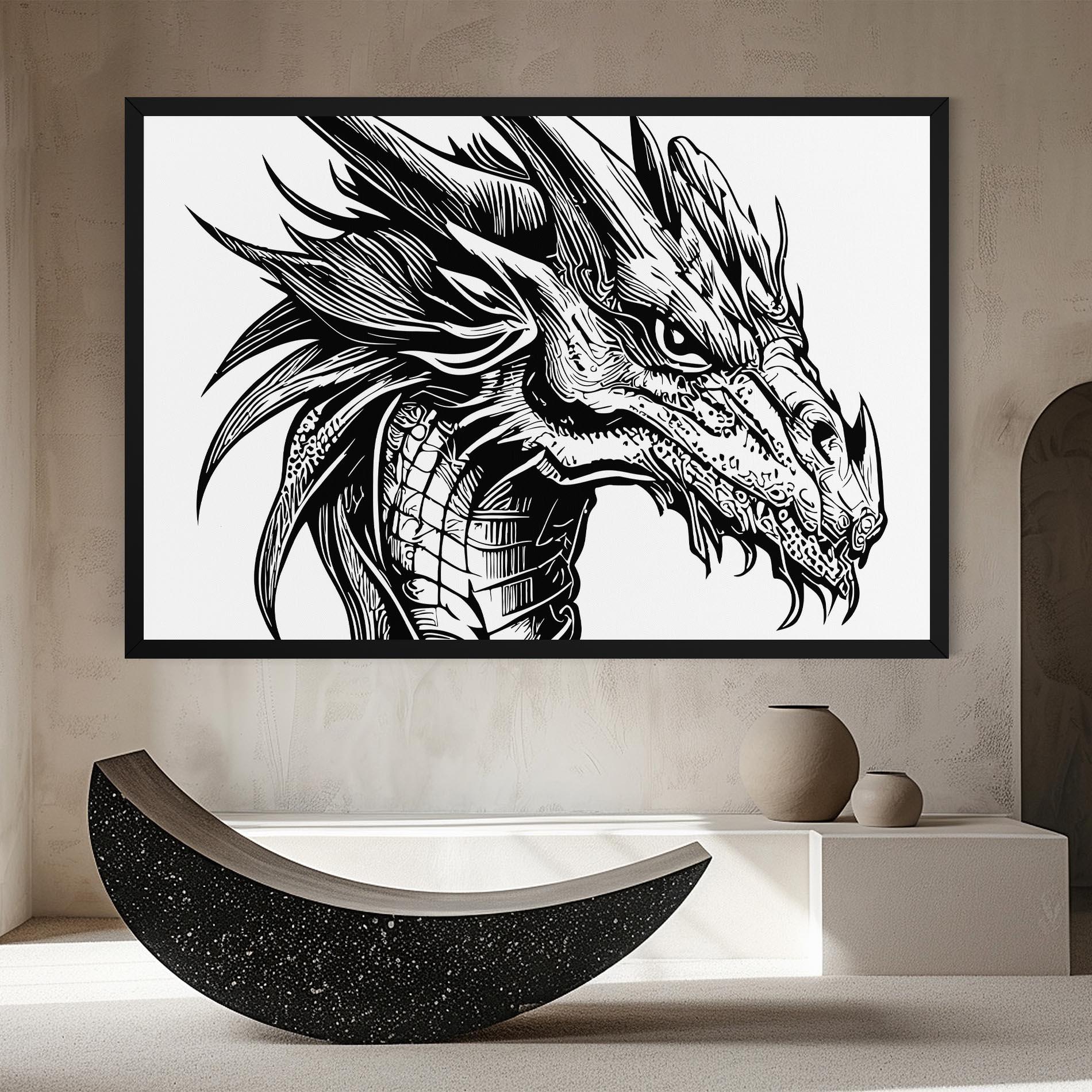 Tablou Canvas Black Line Dragon mockup 8