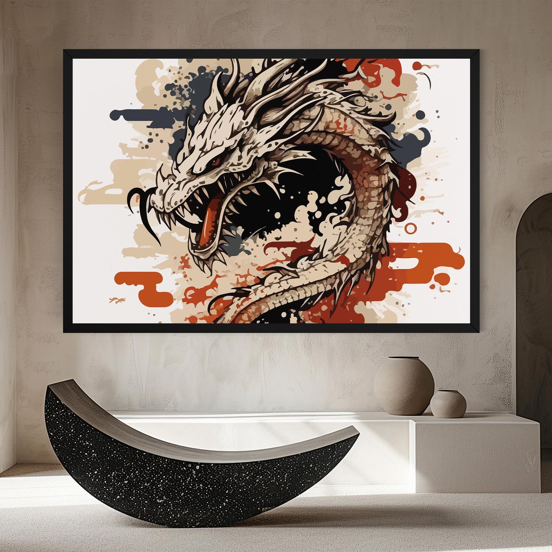 Tablou Canvas Cream Dragon Art mockup 8