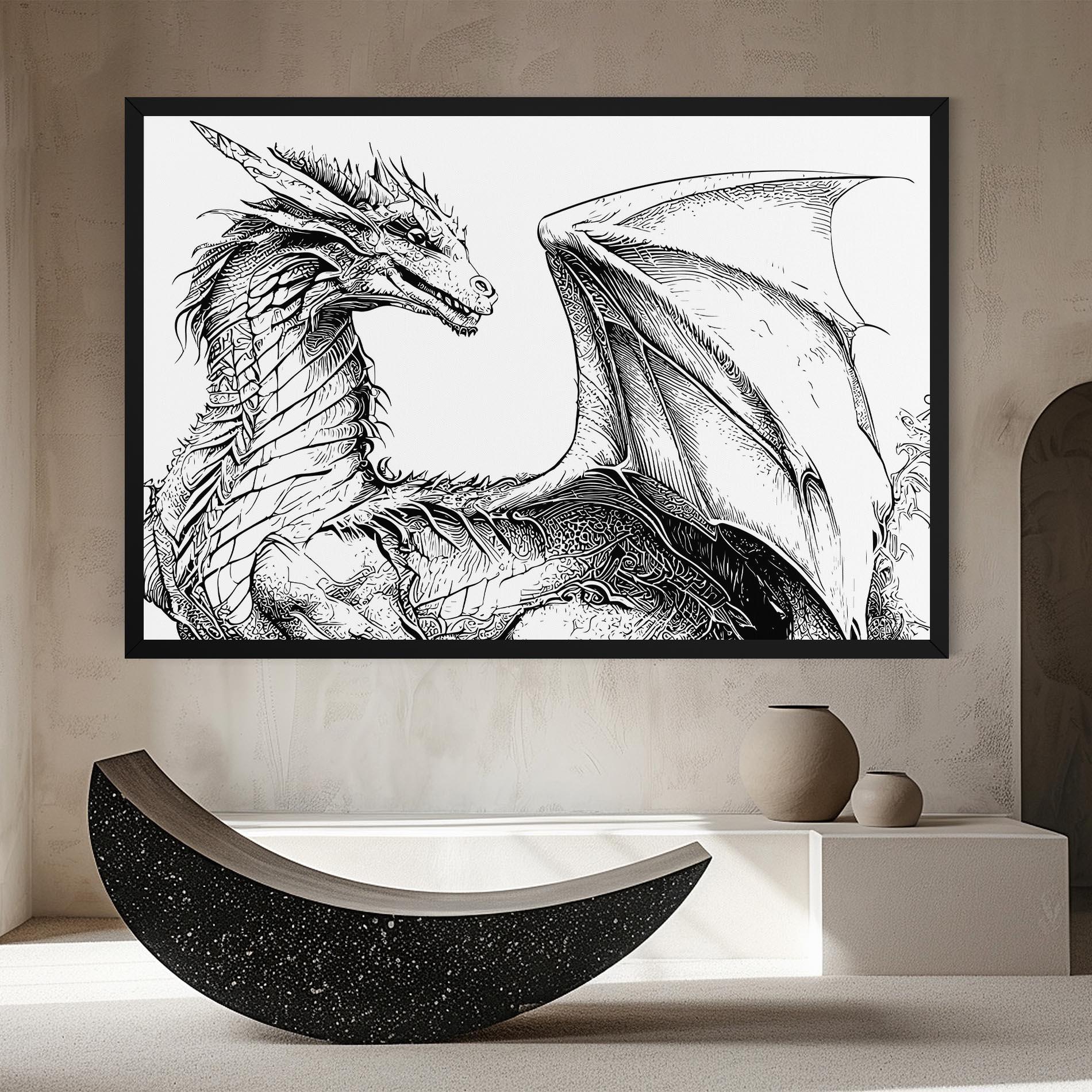 Tablou Canvas Dragon Sketch mockup 8
