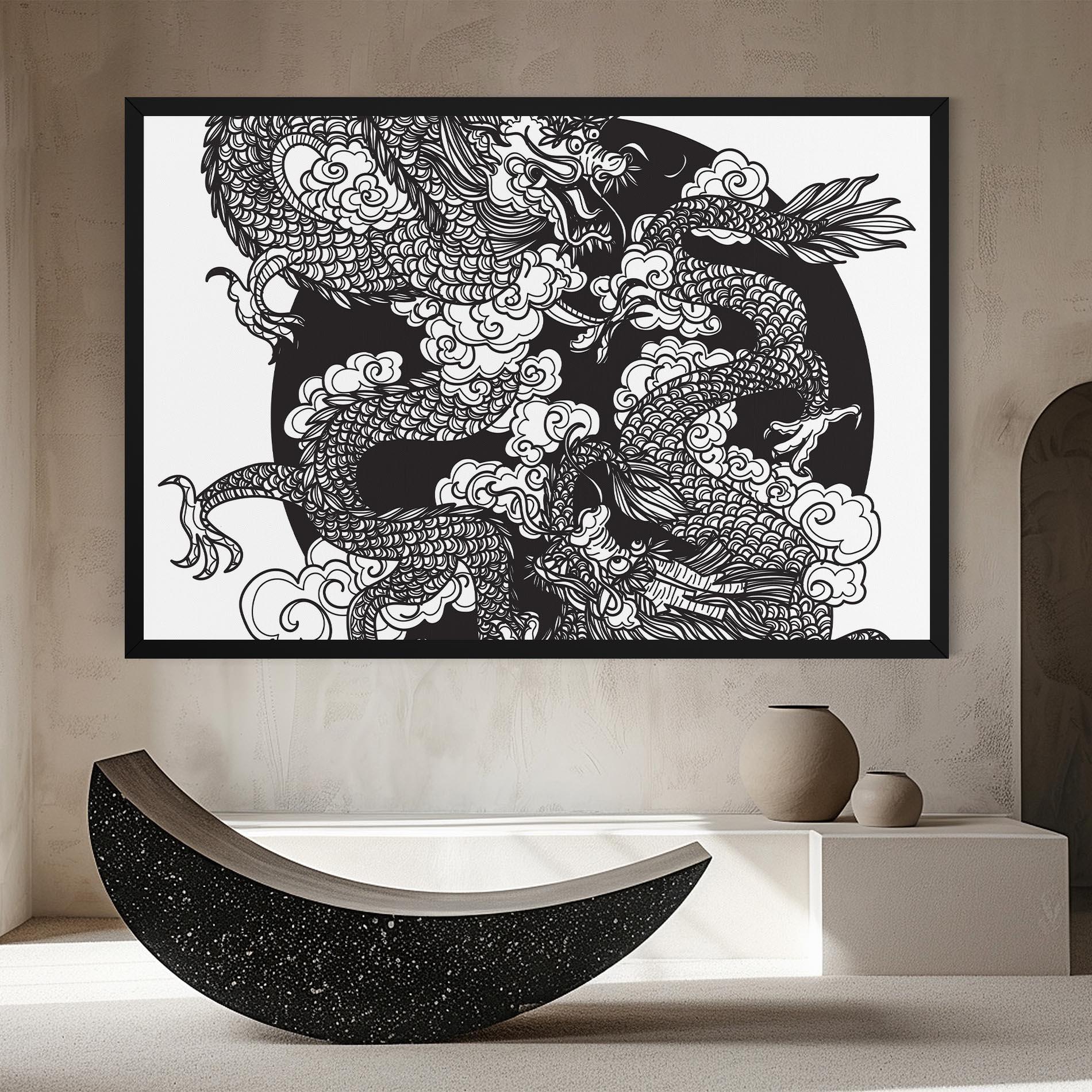 Tablou Canvas Grey Moon Dragon mockup 8
