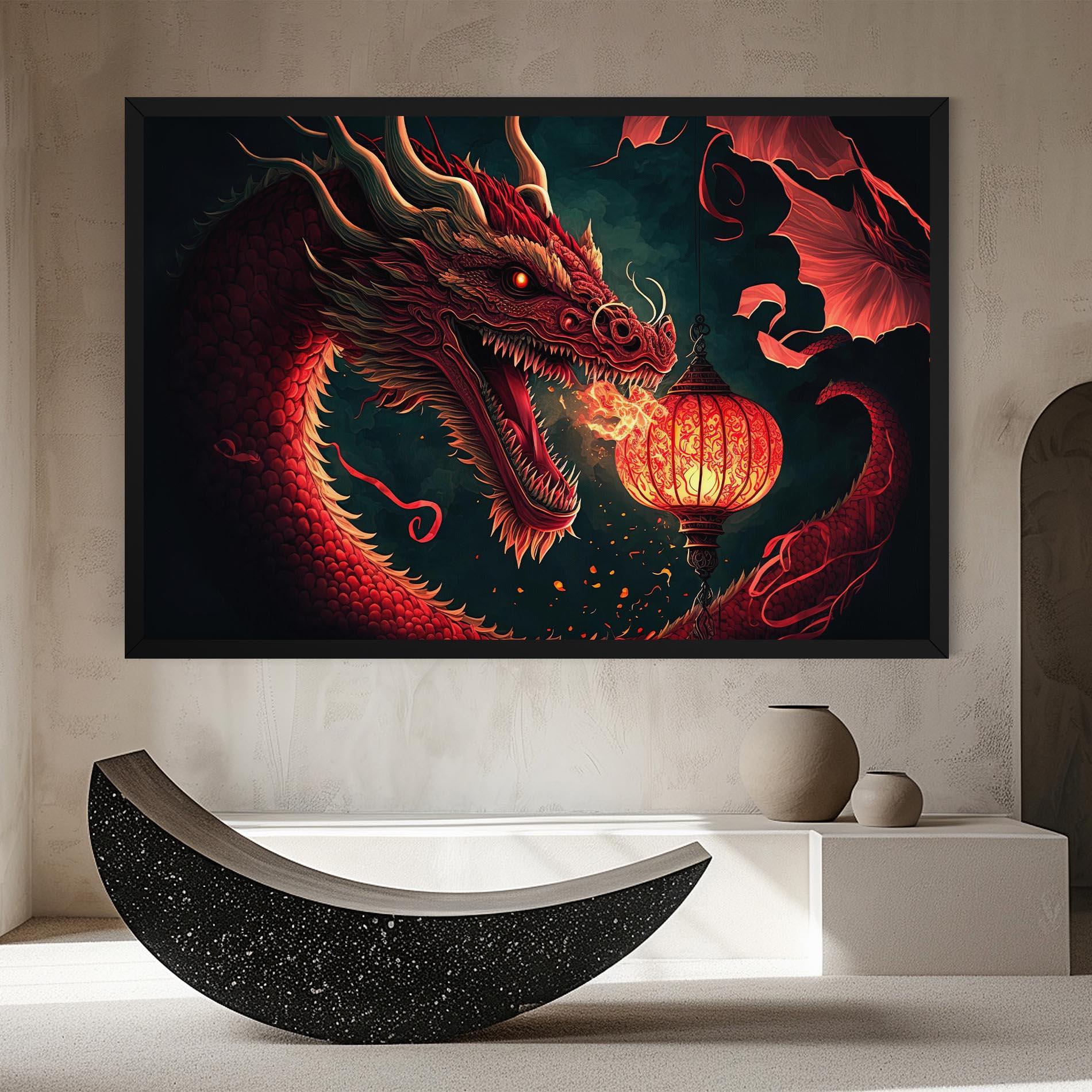 Tablou Canvas Red Fire Dragon mockup 8