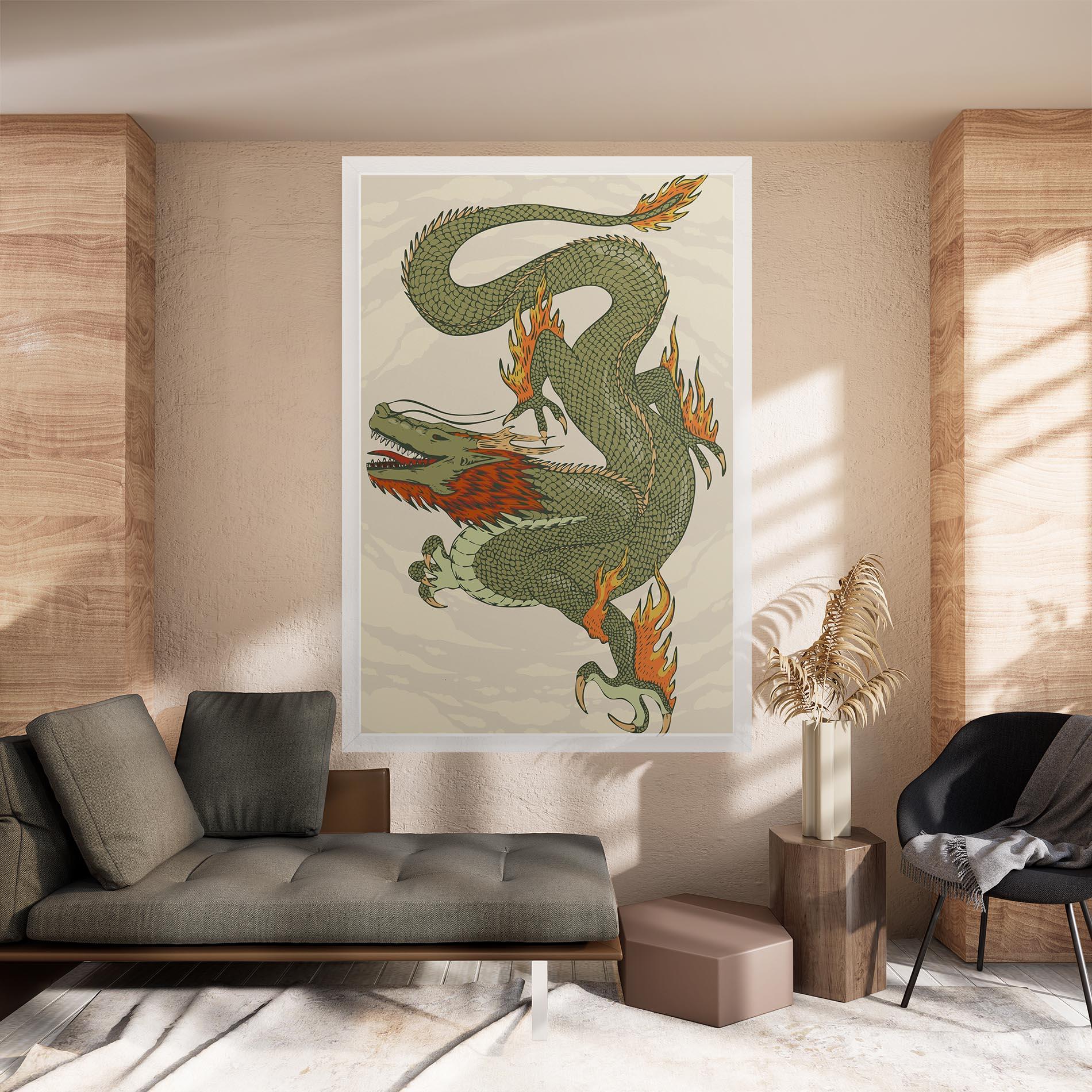 Tablou Canvas Chinese Dragon Green mockup 8