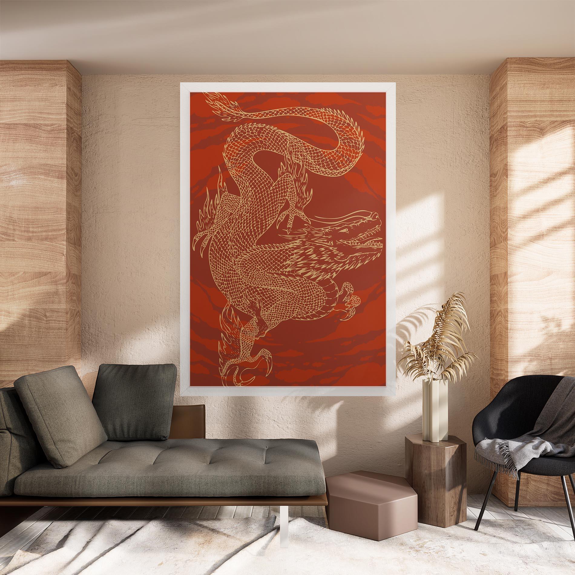 Tablou Canvas Chinese Dragon Red mockup 8