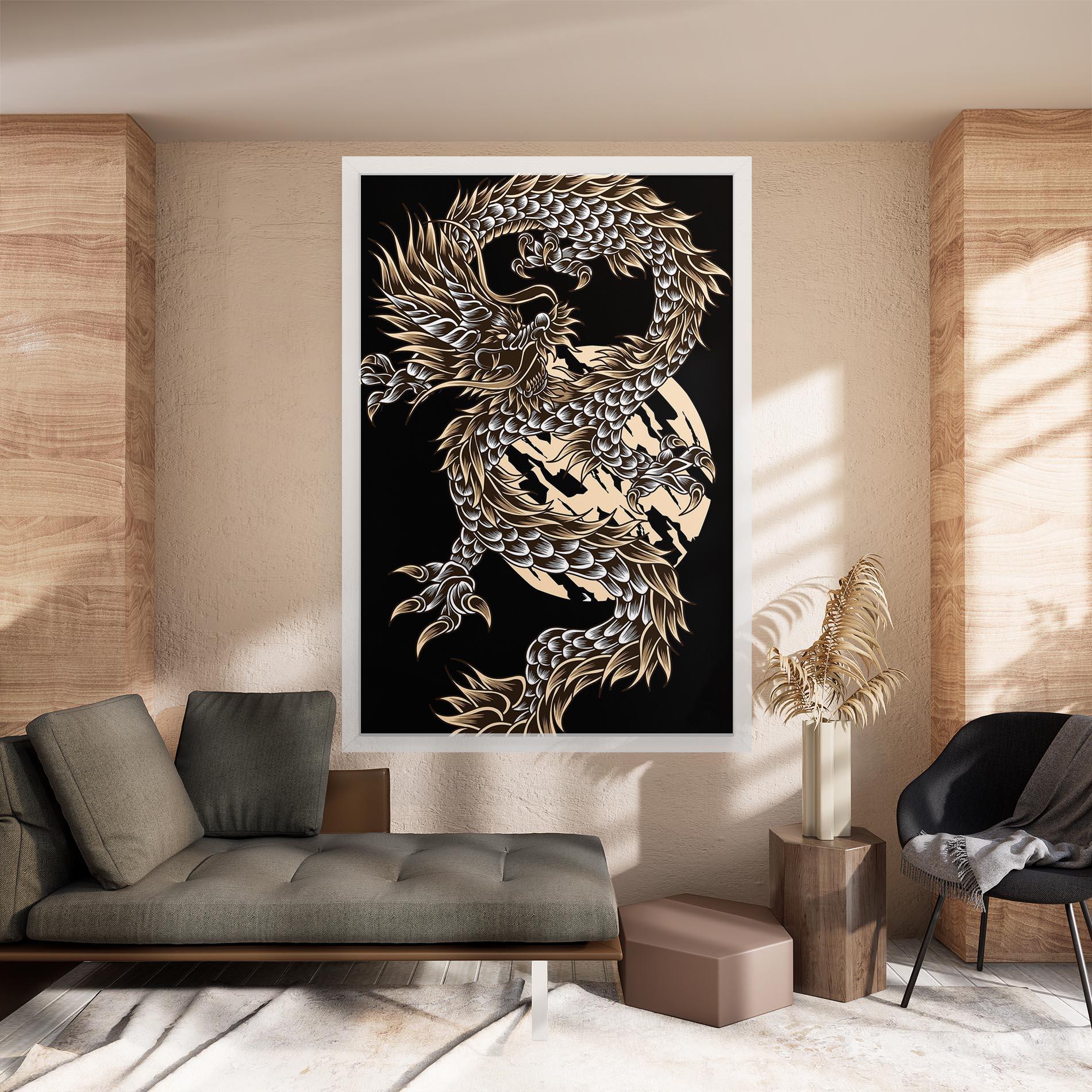 Tablou Canvas Cream Moon Dragon mockup 8