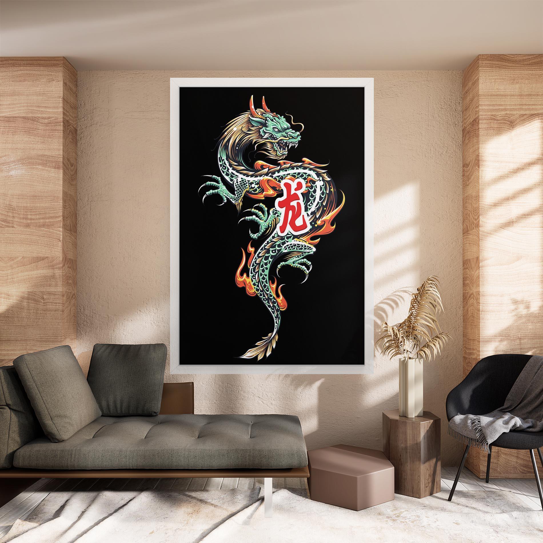 Tablou Canvas Green Fire Dragon mockup 8