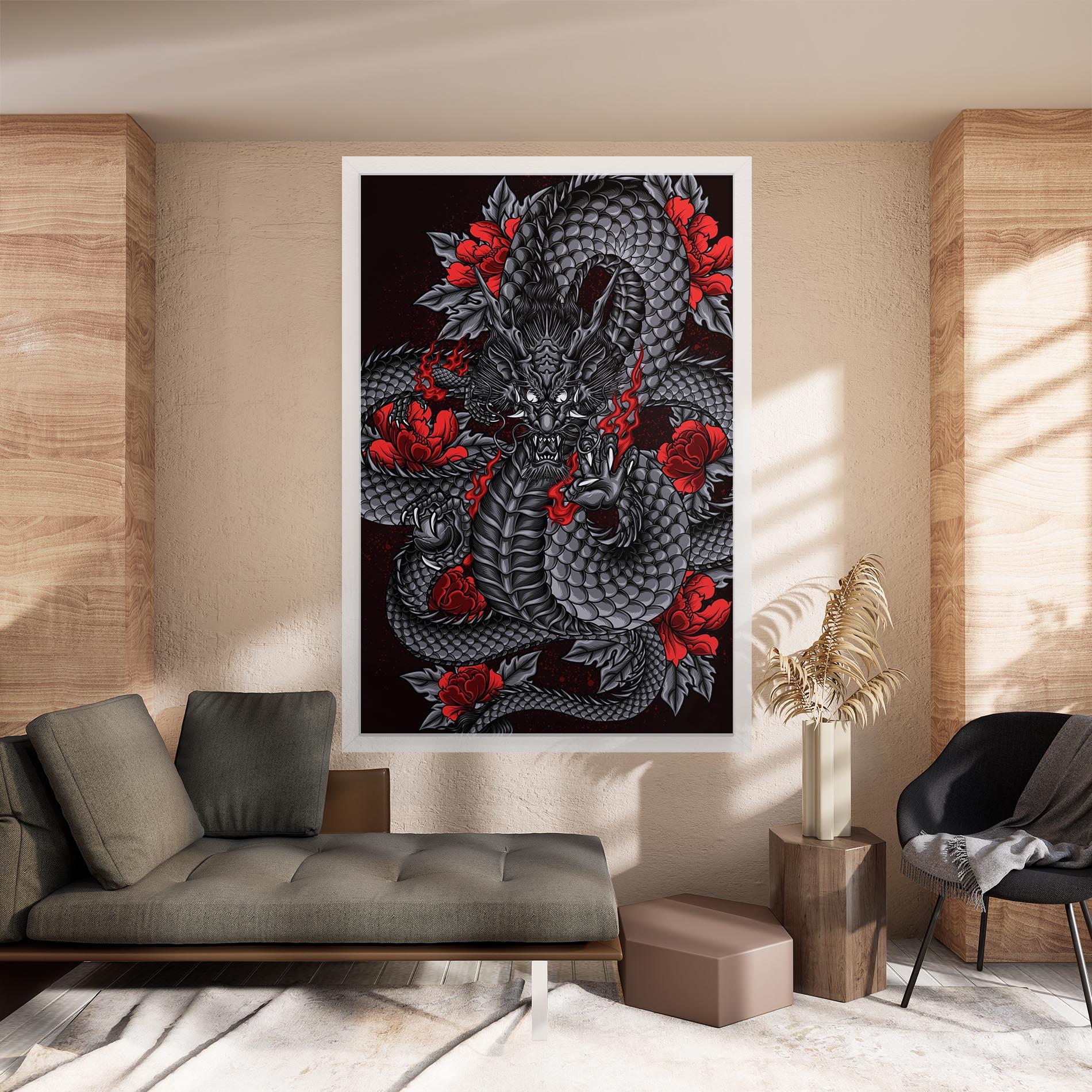 Tablou Canvas Red Flower Dragon mockup 8