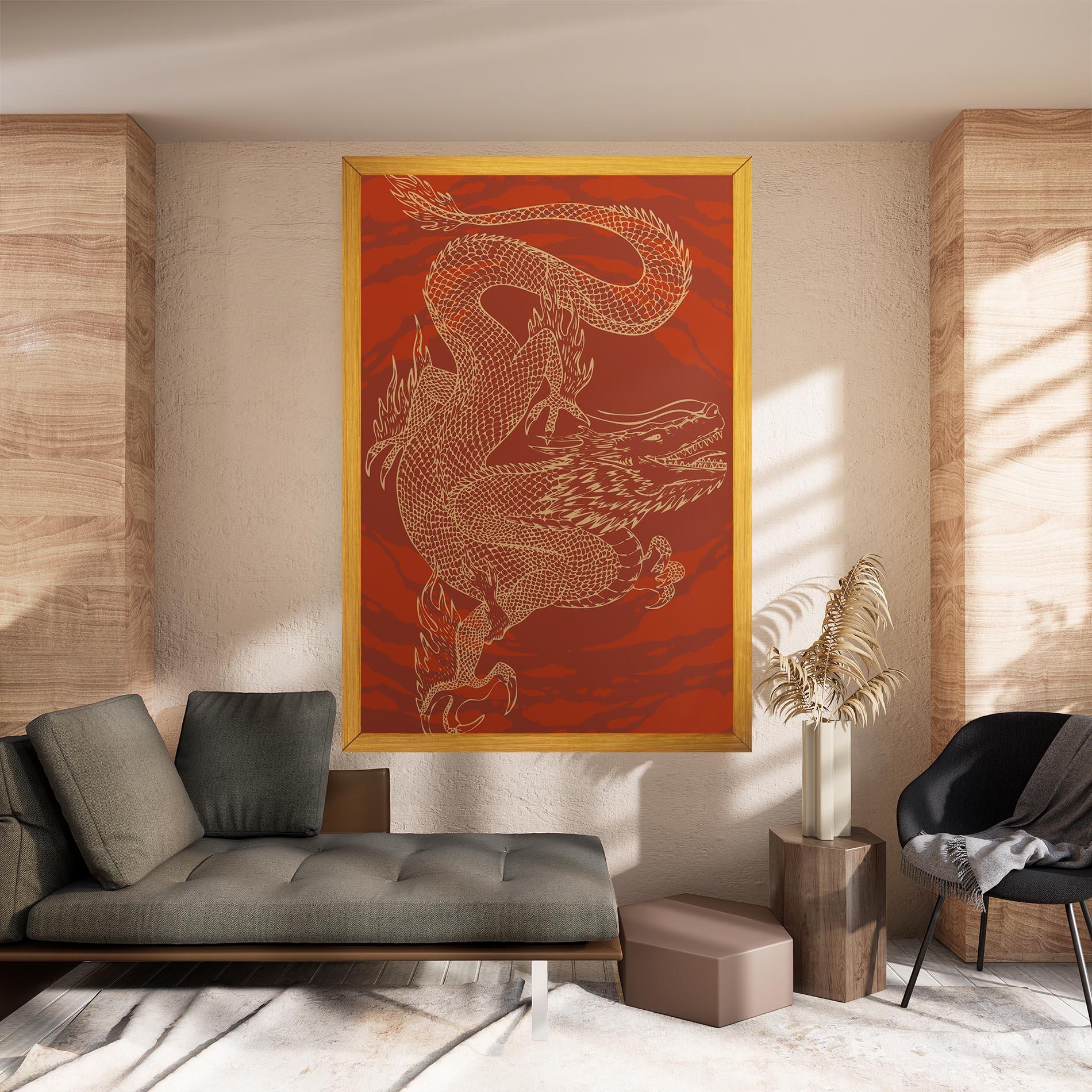 Tablou Canvas Chinese Dragon Red mockup 8