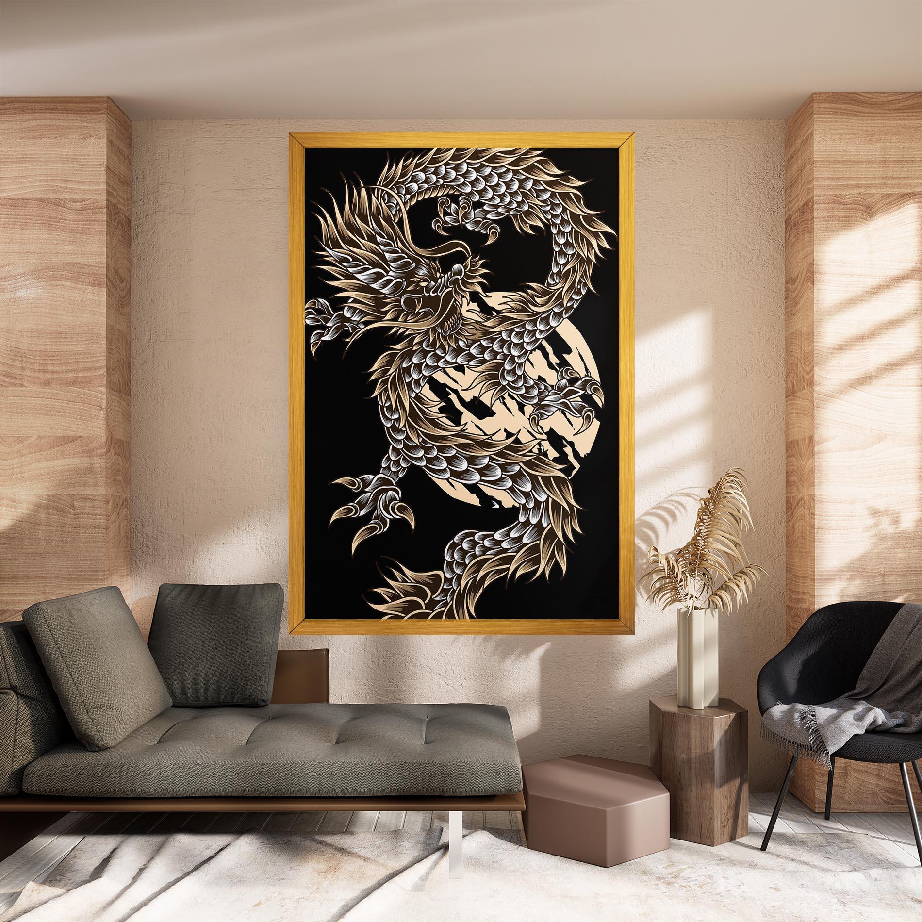 Tablou Canvas Cream Moon Dragon mockup 8
