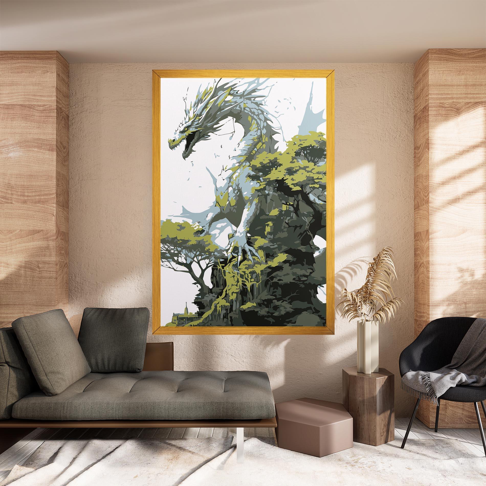 Tablou Canvas Grey Nature Dragon mockup 8