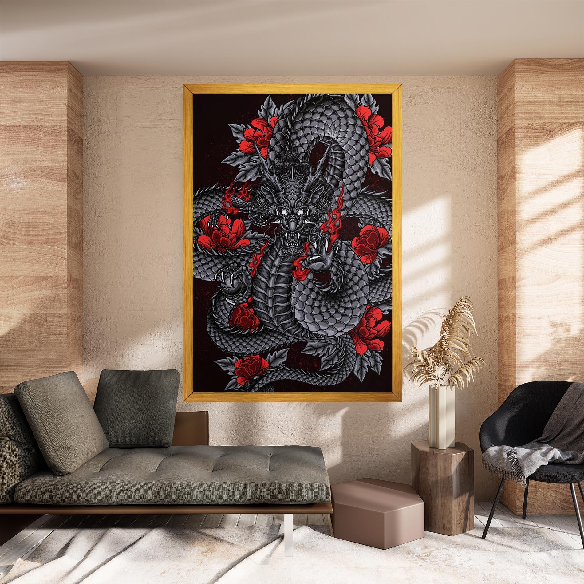 Tablou Canvas Red Flower Dragon mockup 8