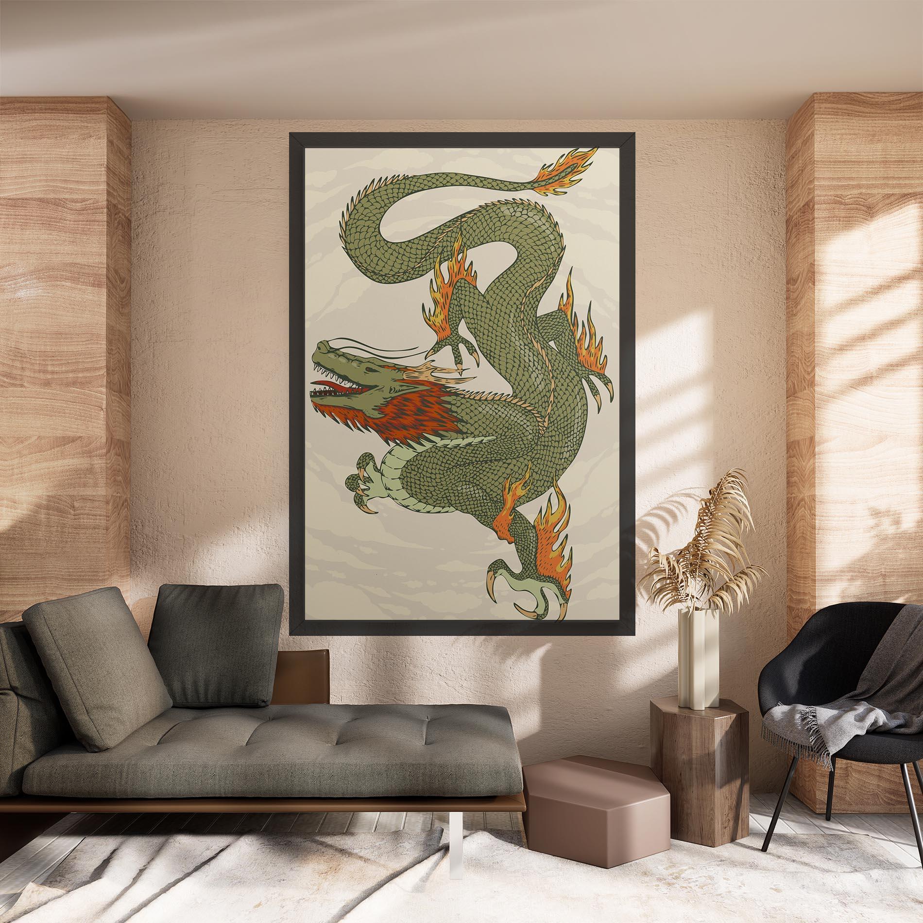 Tablou Canvas Chinese Dragon Green mockup 8