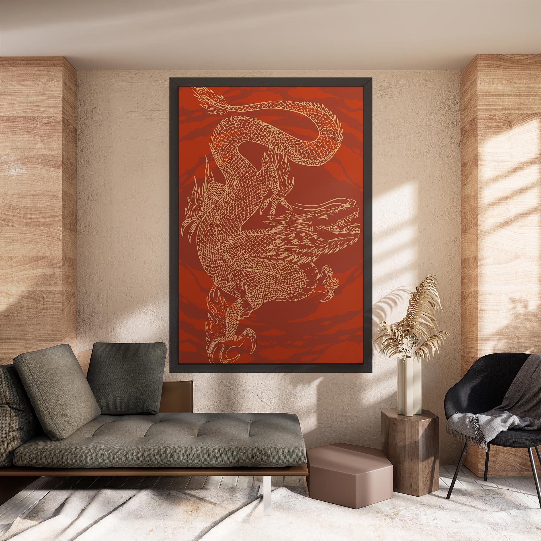 Tablou Canvas Chinese Dragon Red mockup 8