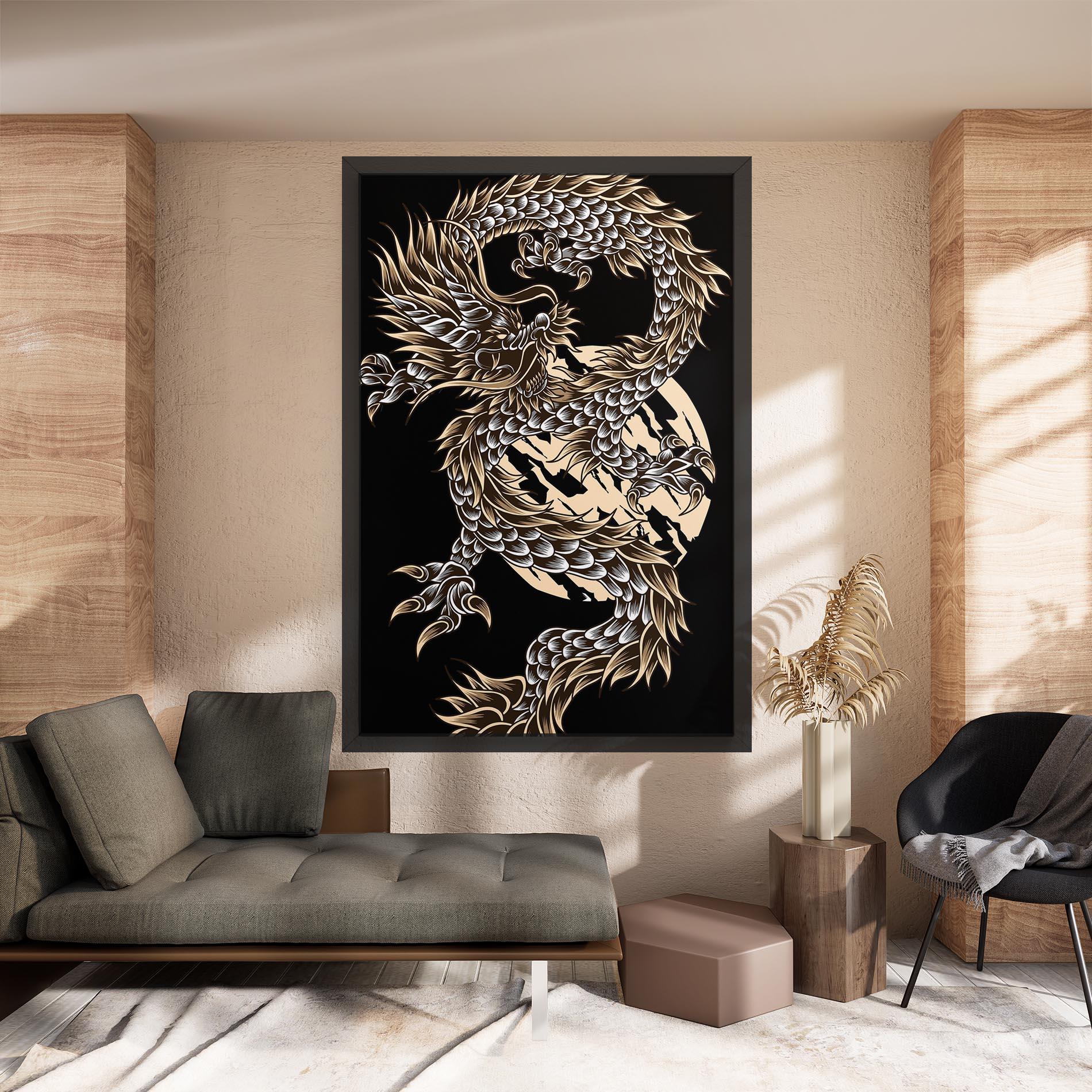 Tablou Canvas Cream Moon Dragon mockup 8