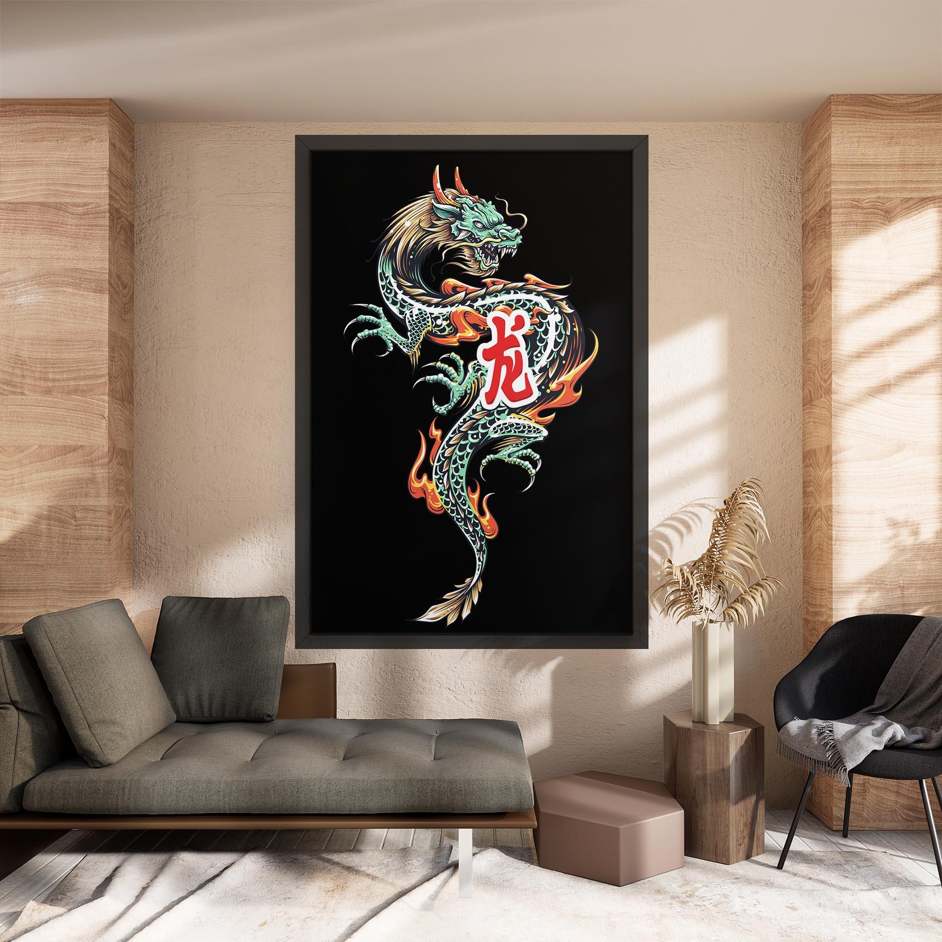 Tablou Canvas Green Fire Dragon mockup 8