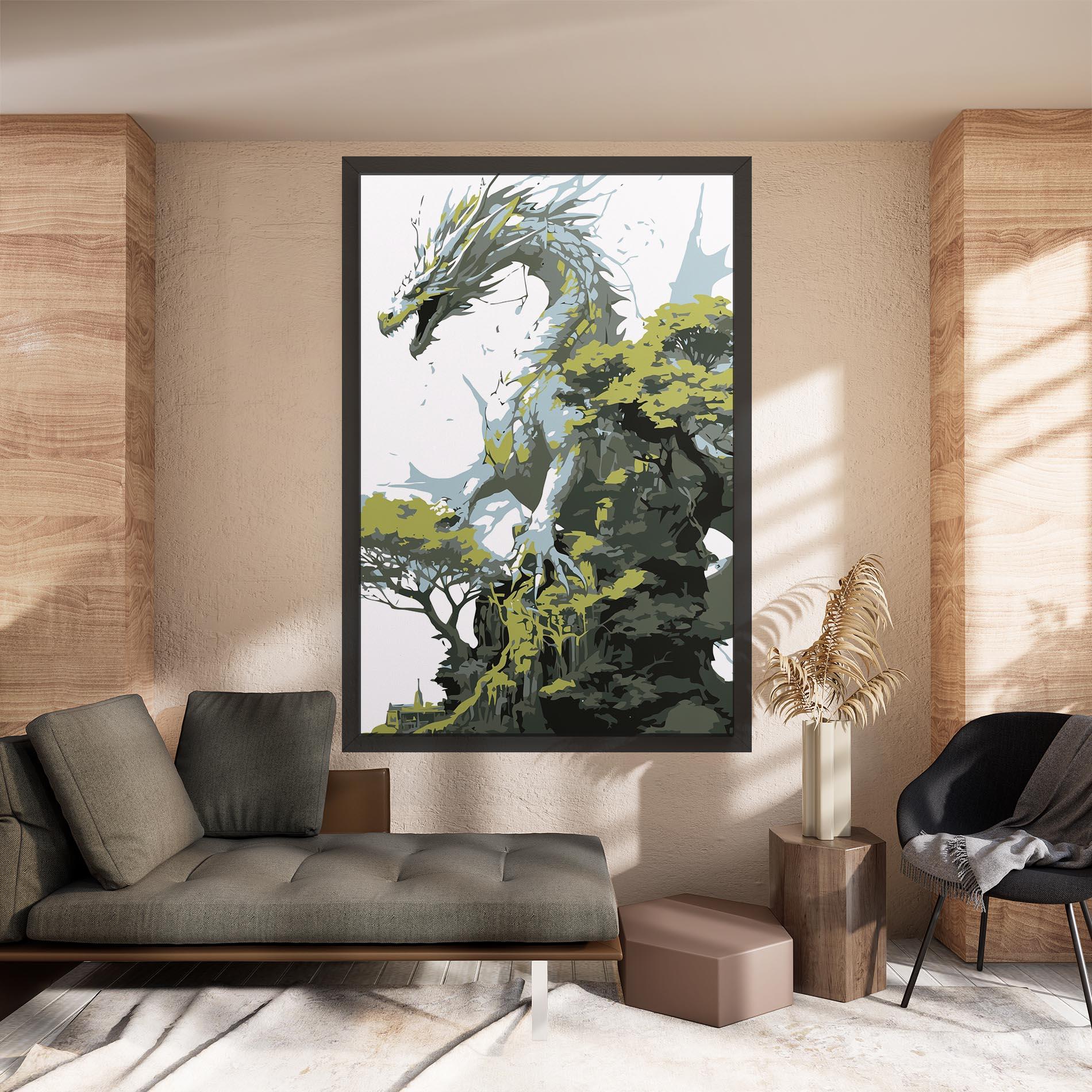 Tablou Canvas Grey Nature Dragon mockup 8