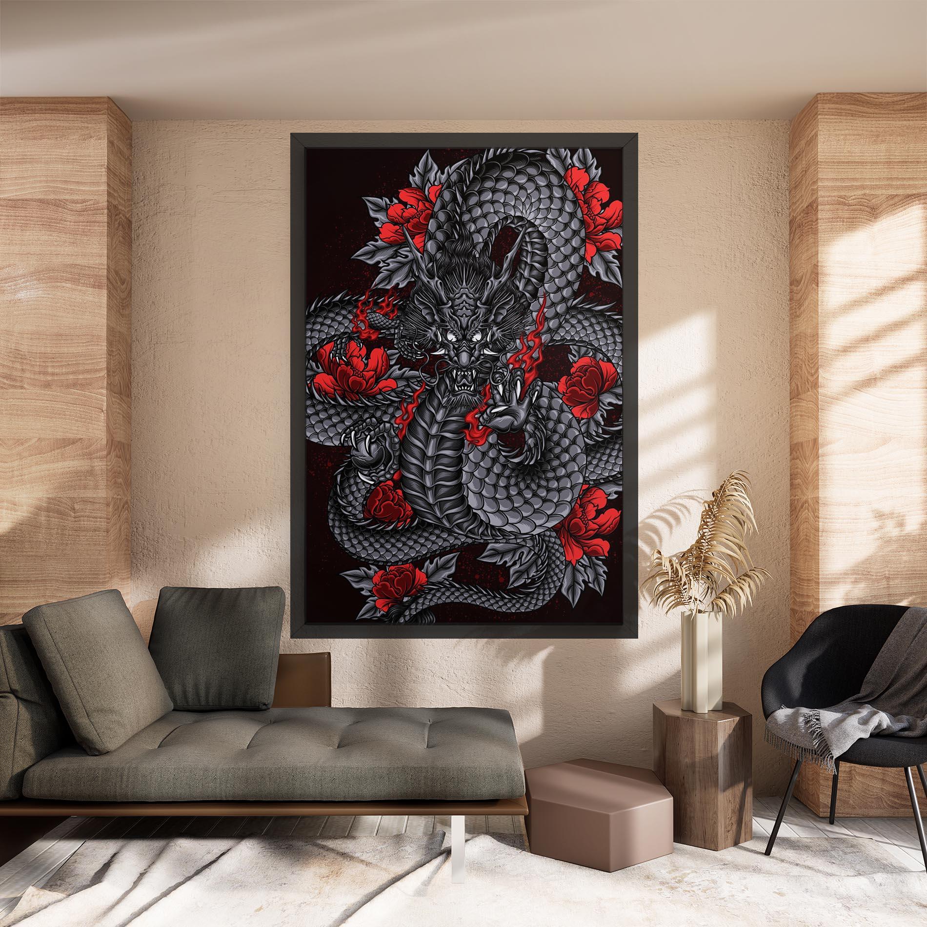 Tablou Canvas Red Flower Dragon mockup 8