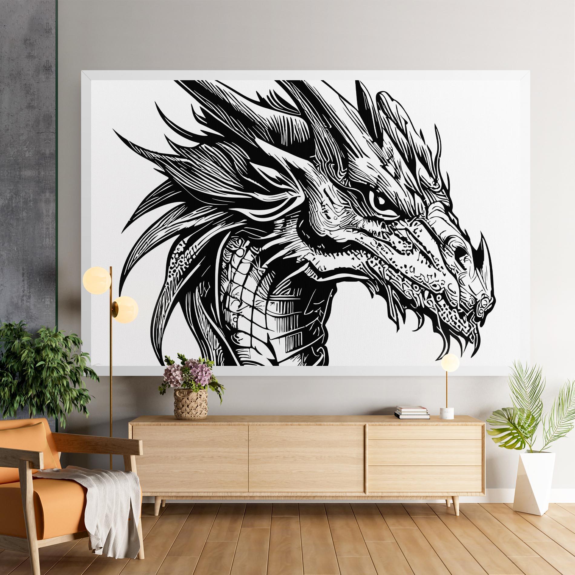 Tablou Canvas Black Line Dragon mockup 9