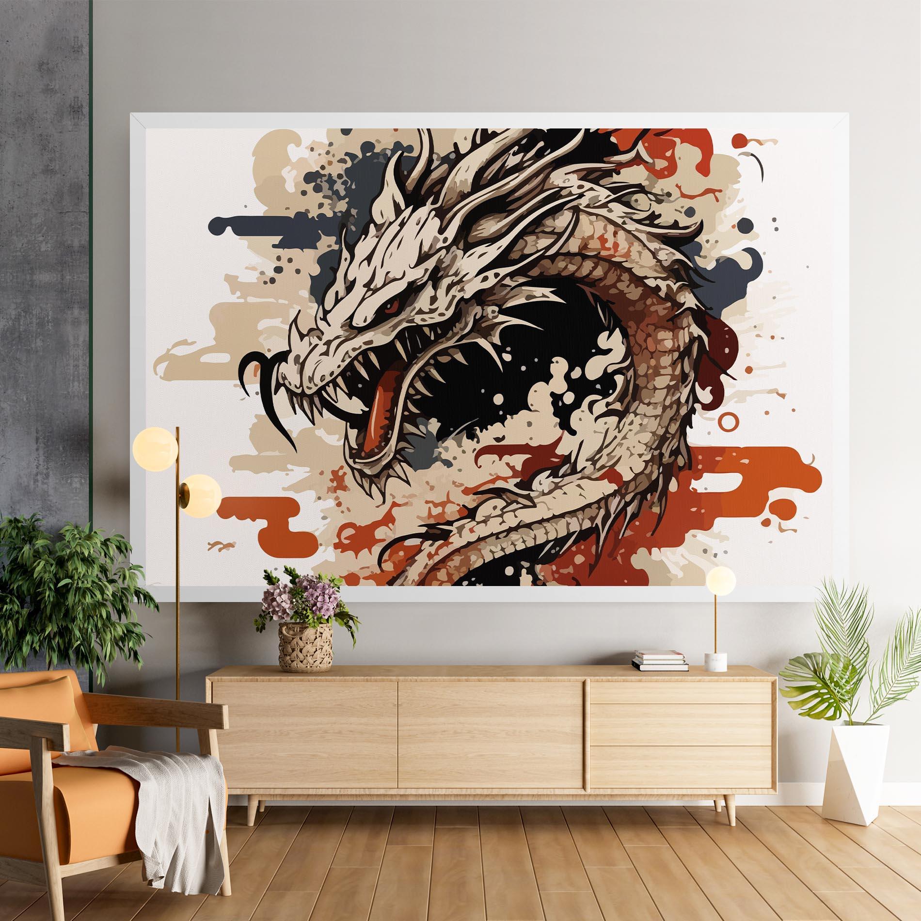 Tablou Canvas Cream Dragon Art mockup 9