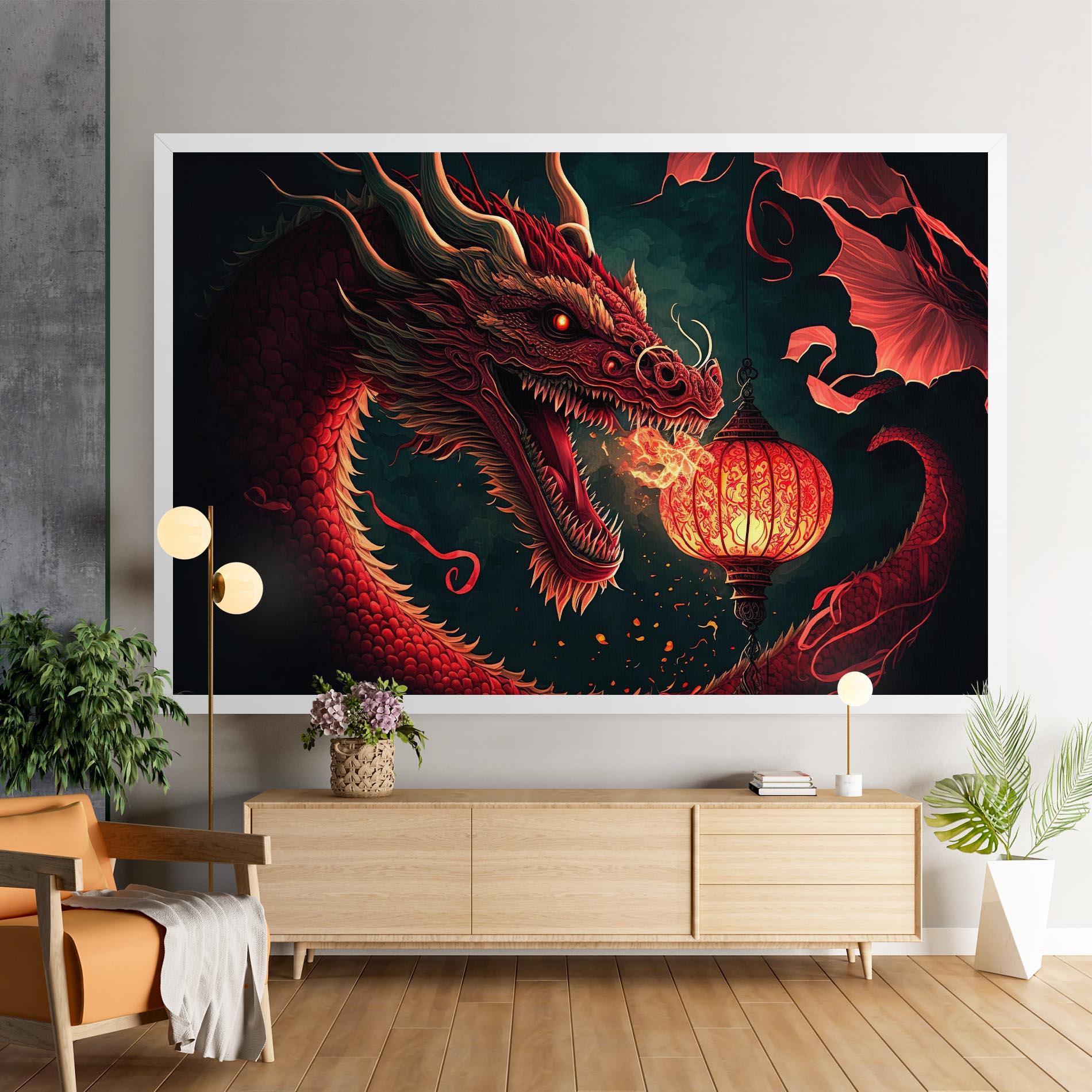 Tablou Canvas Red Fire Dragon mockup 9