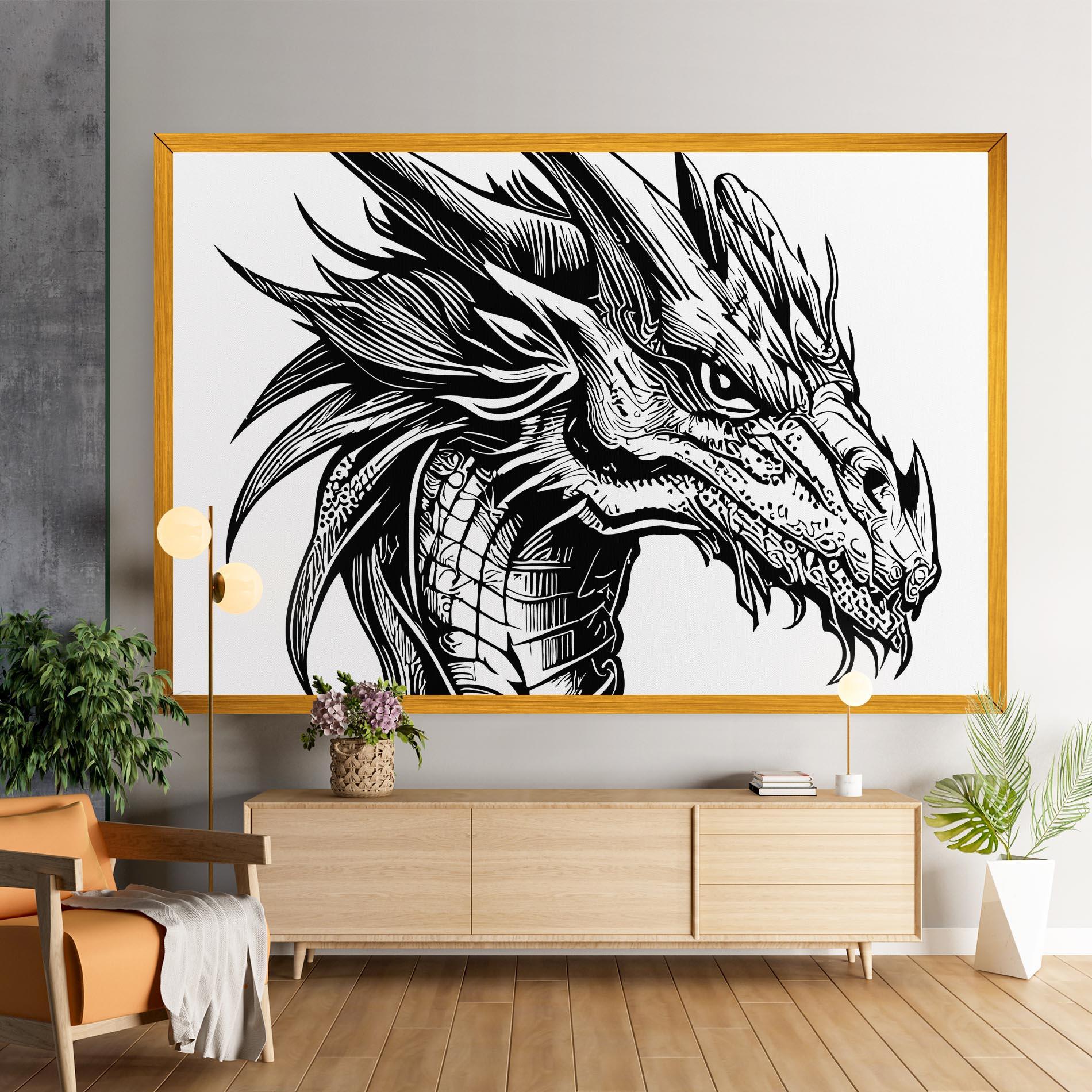 Tablou Canvas Black Line Dragon mockup 9